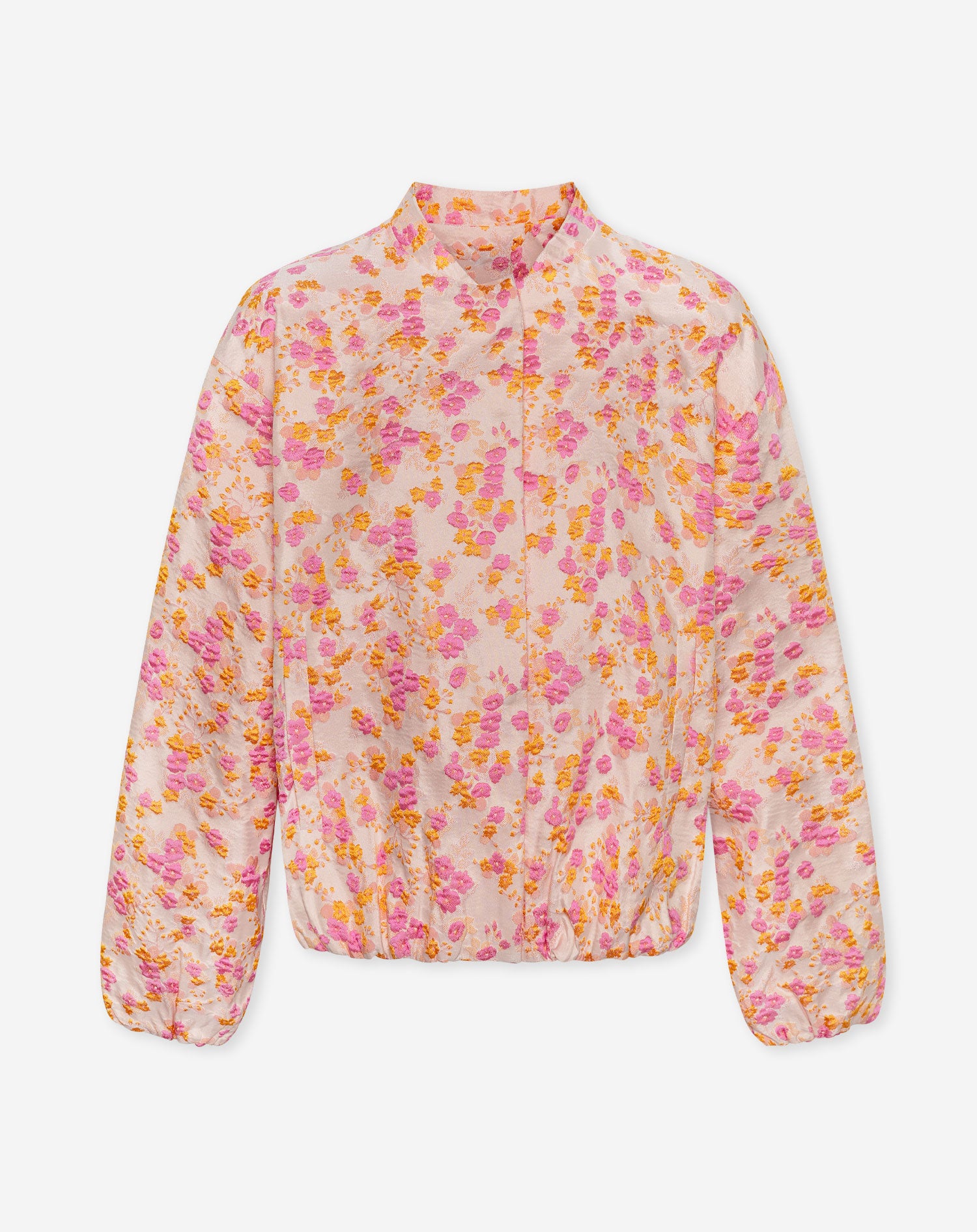 FLOWER JACQUARD BOMBER ORANJE ROZE