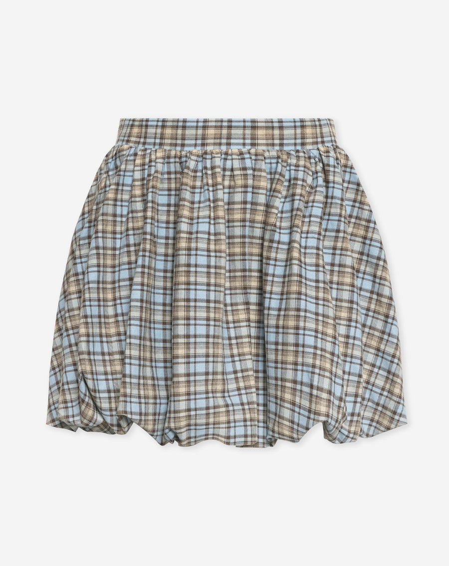 CYRA BALLOON SKIRT BLAUW CHECK