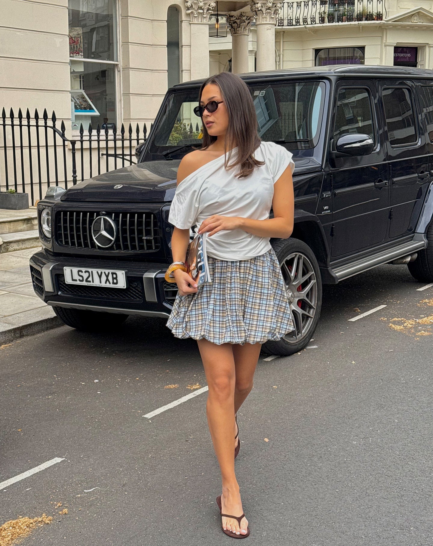 CYRA BALLOON SKIRT BLAUW CHECK