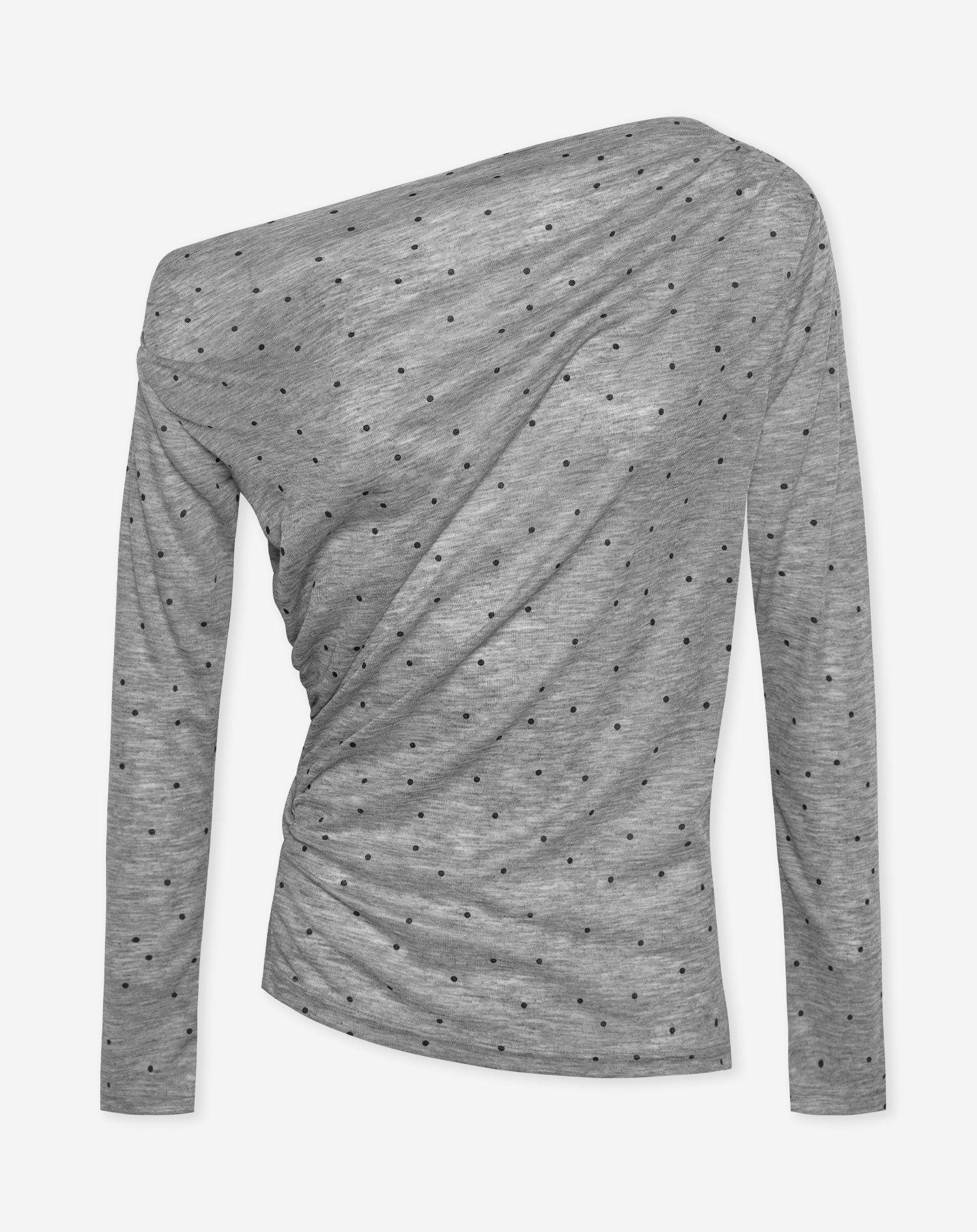 CLEA OFF SHOULDER DOT TOP GRIJS MELANGE