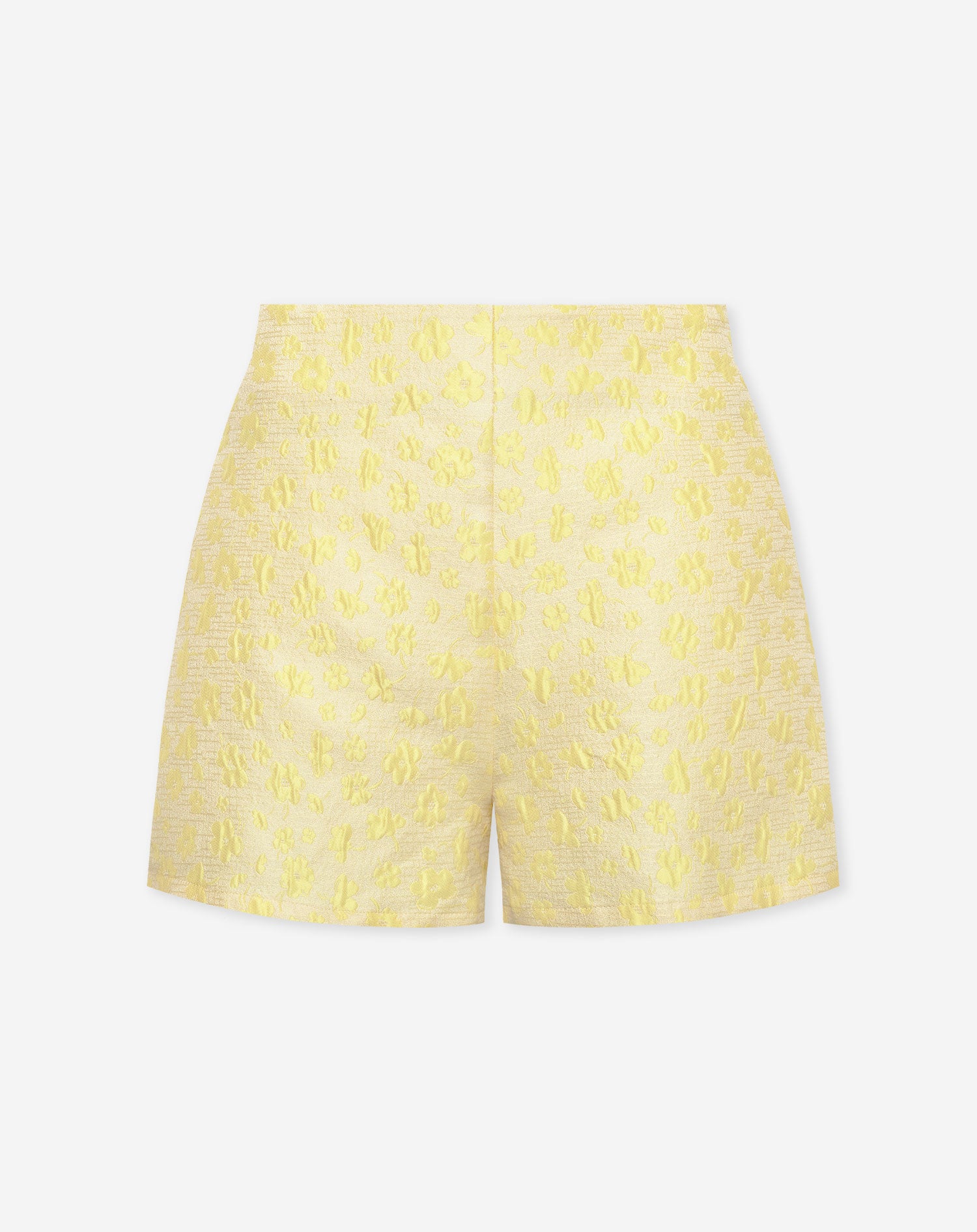 BRYCE FLOWER JACQUARD HIGH WAIST SHORTS BUTTER YELLOW