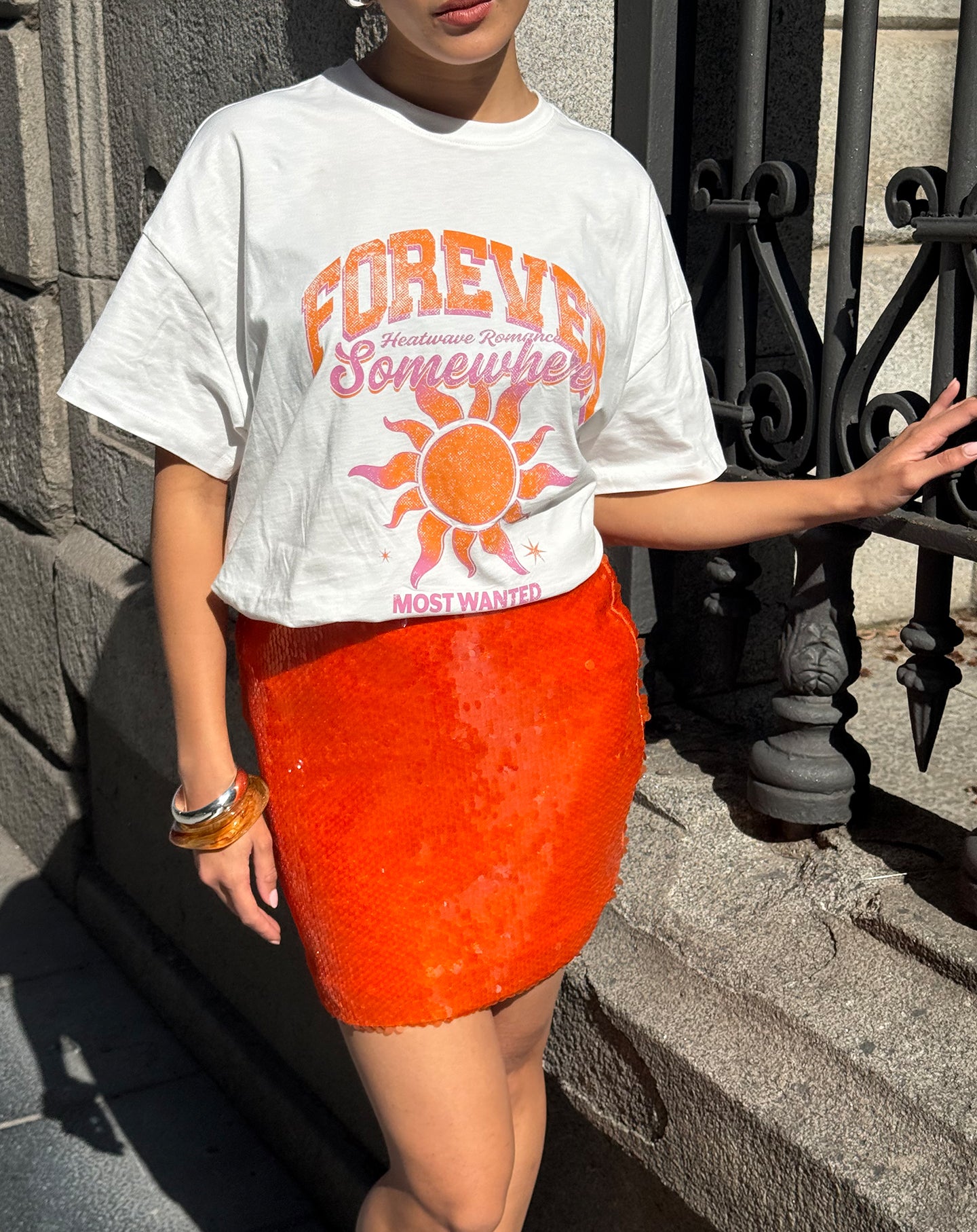 MAVI SEQUIN SKIRT ORANJE