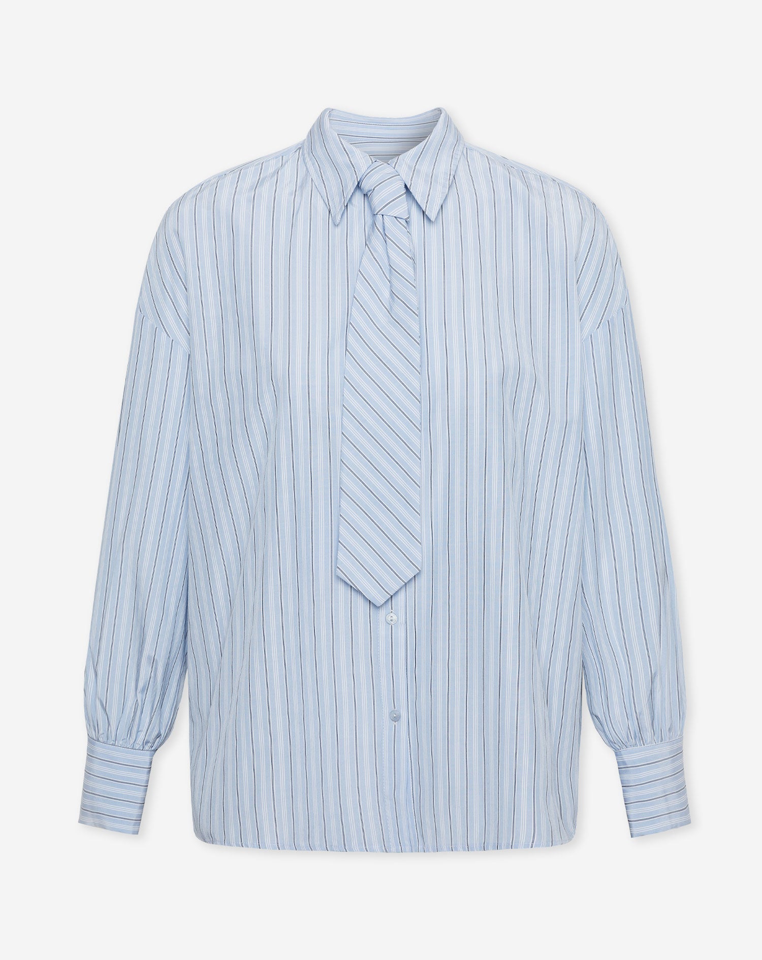 NELA OVERSIZED TIE BLOUSE BLAUW STRIPE