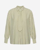NELA OVERSIZED TIE BLOUSE OLIVE GREEN STRIPE