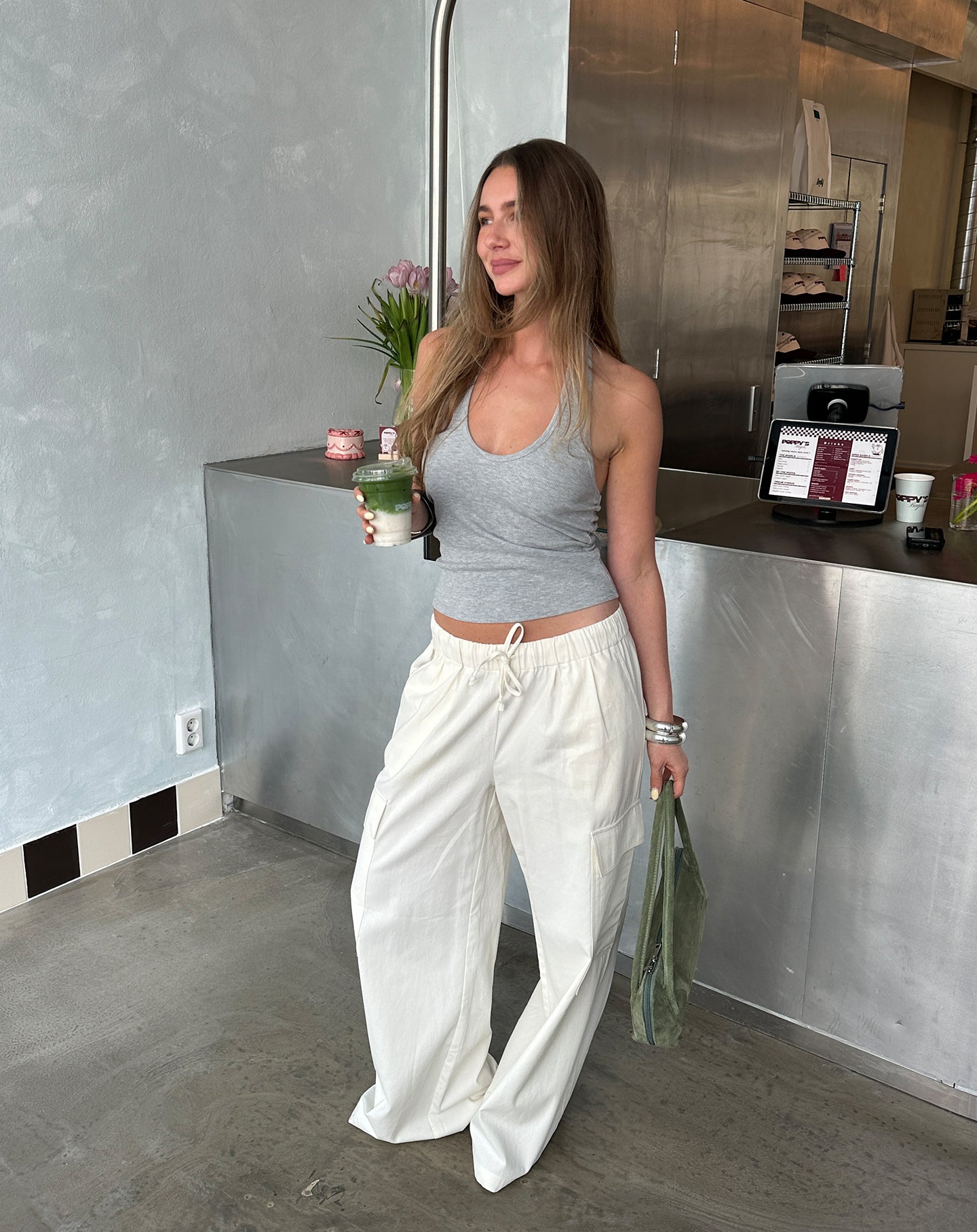 GIA WIDE LEG CARGO PANTS CRÈME