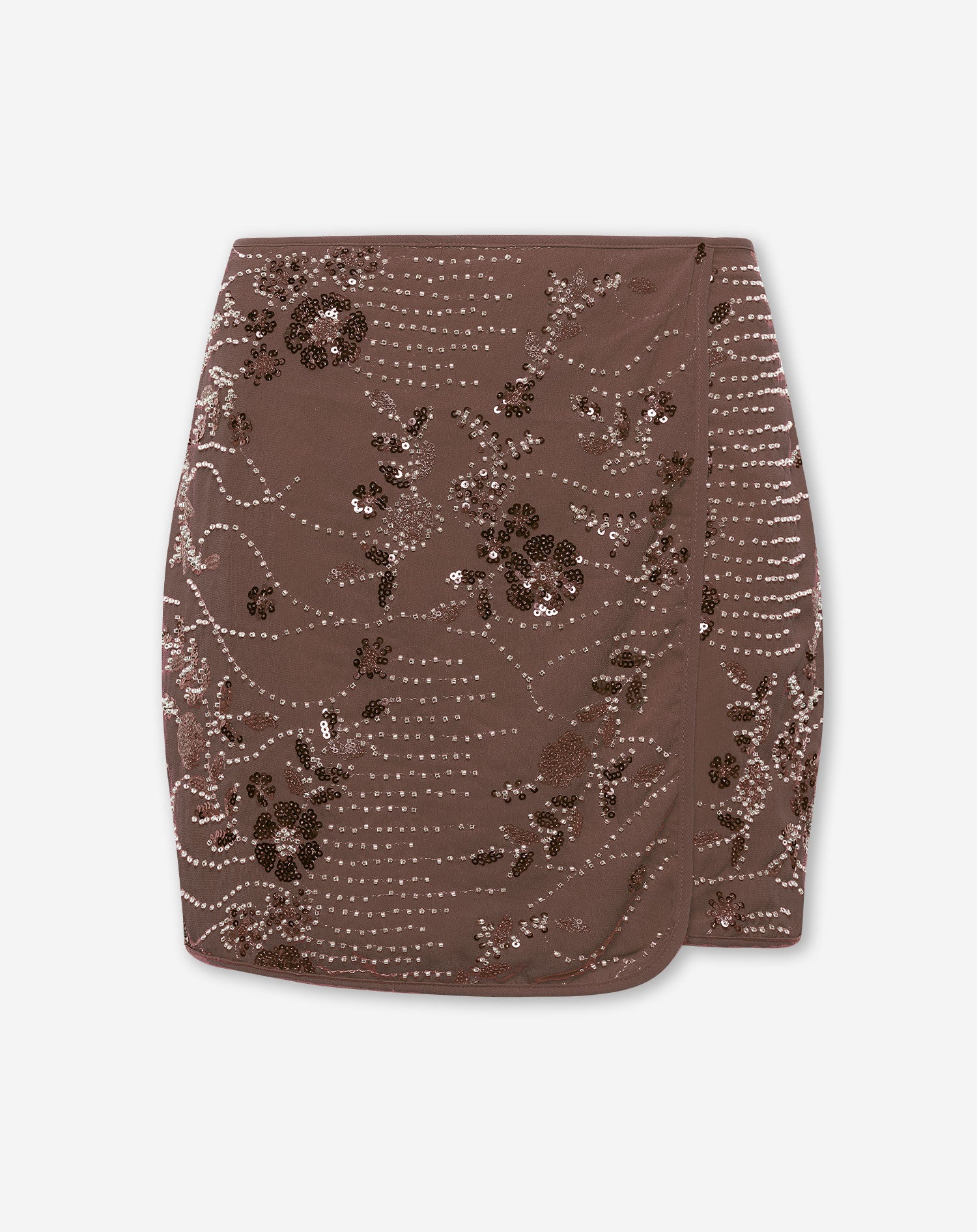 FEM FLOWER SEQUIN SKIRT BRUIN