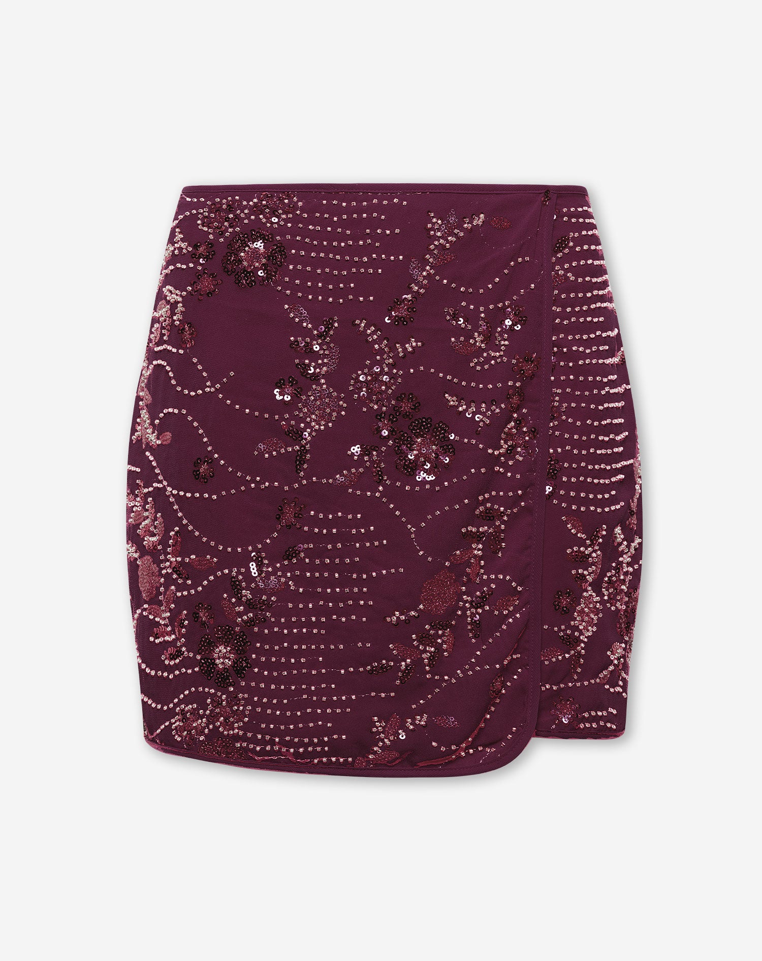 FEM FLOWER SEQUIN SKIRT BURGUNDY