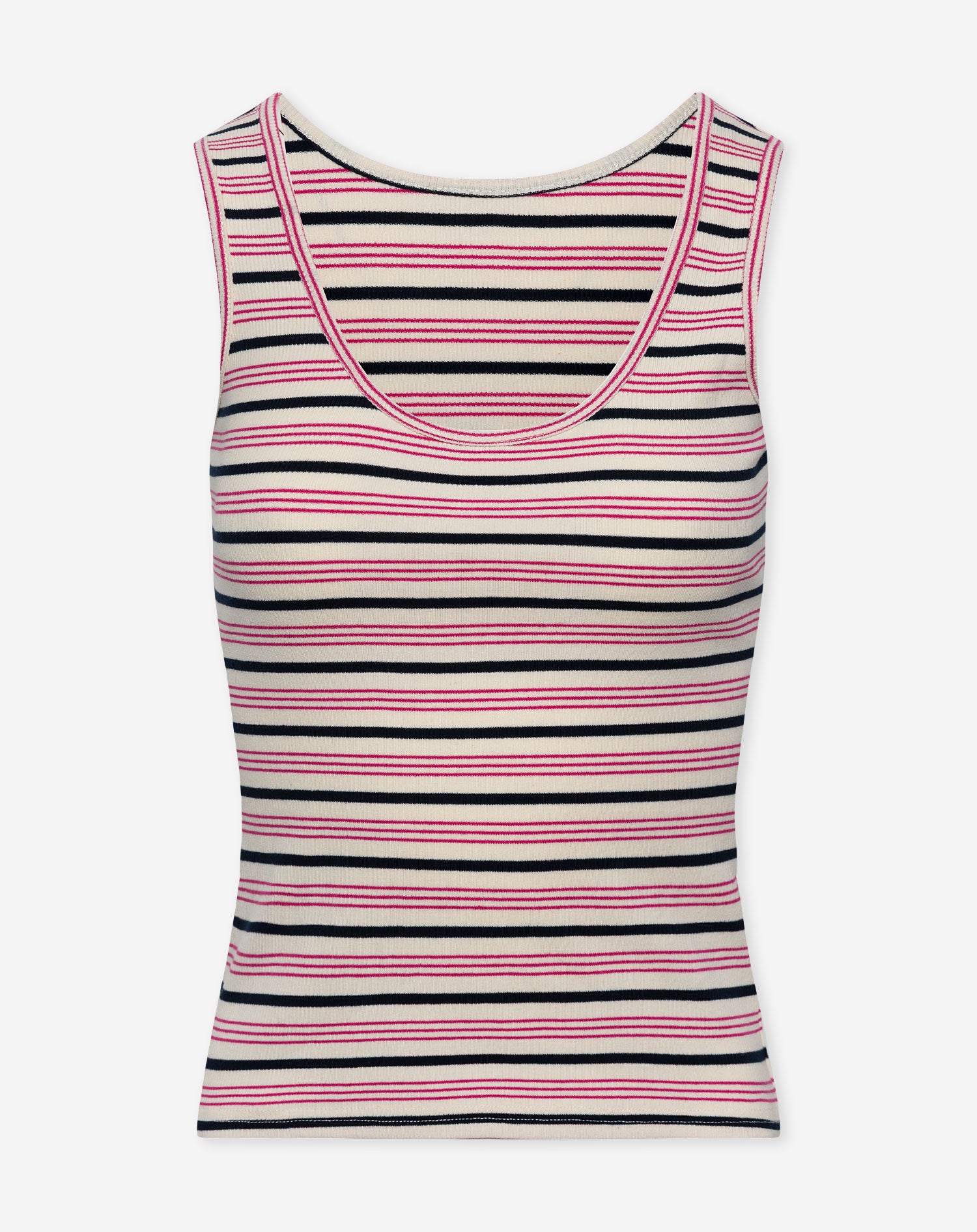 RIBBED SINGLET STRIPE CRÈME FUCHSIA