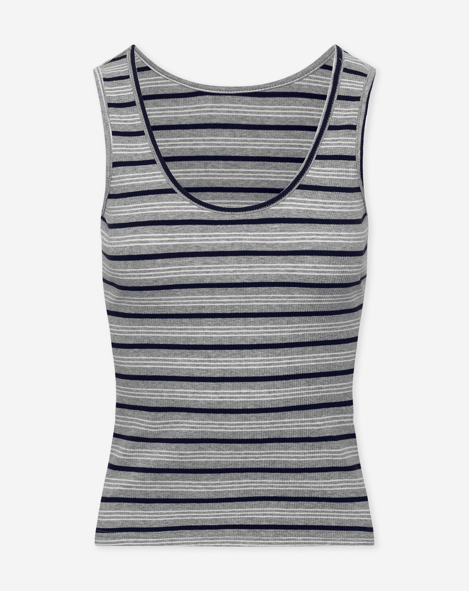 RIBBED SINGLET STRIPE GRIJS MARINEBLAUW