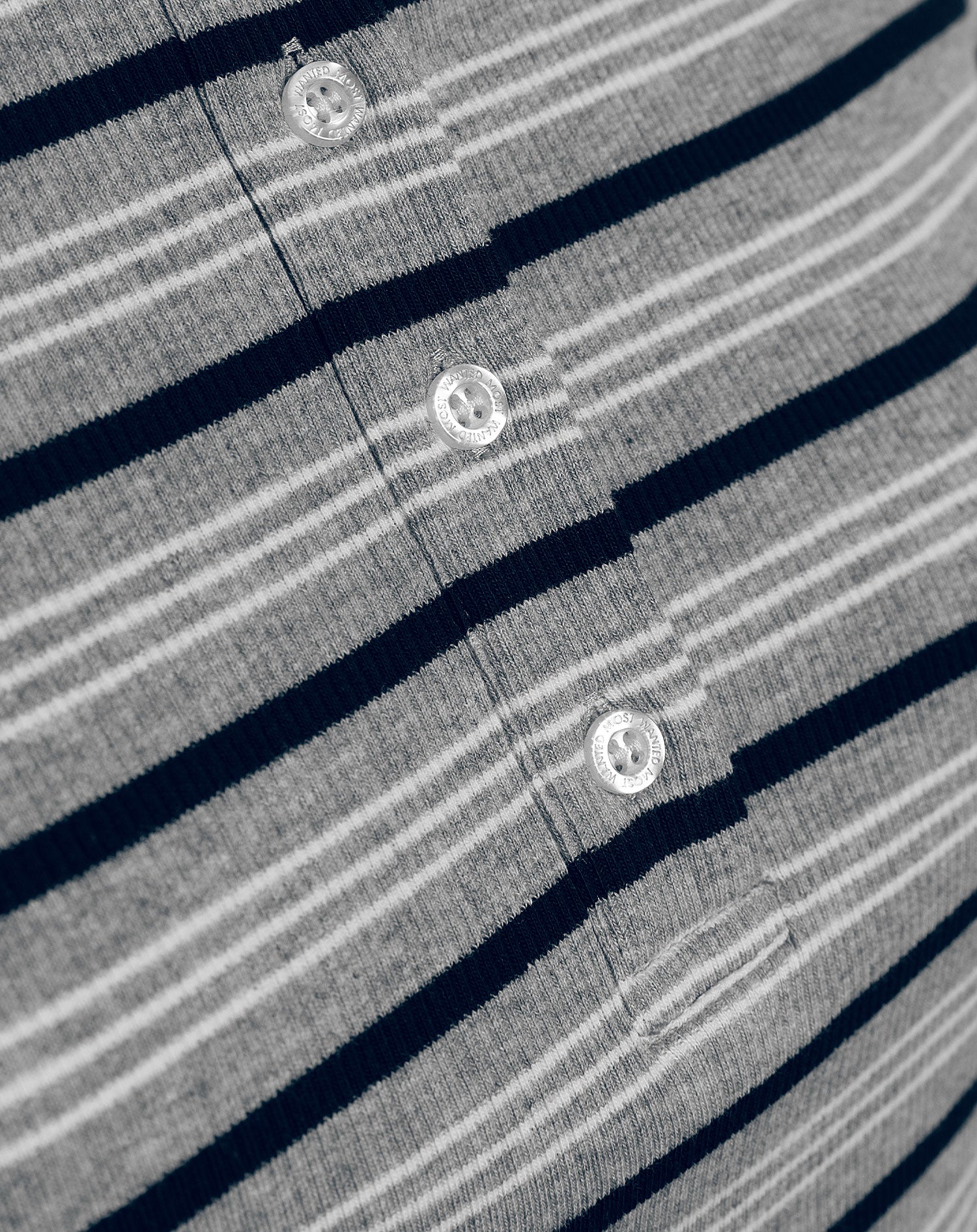 RIBBED HENLEY TOP STRIPE GRIJS MARINEBLAUW