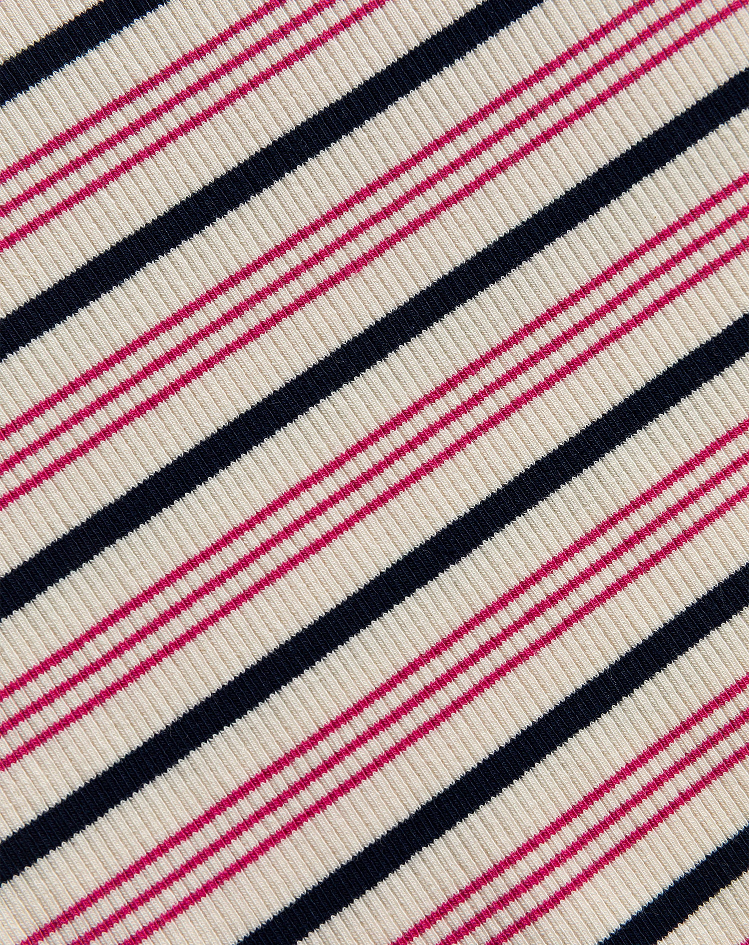 RIBBED FITTED TOP STRIPE CRÈME FUCHSIA