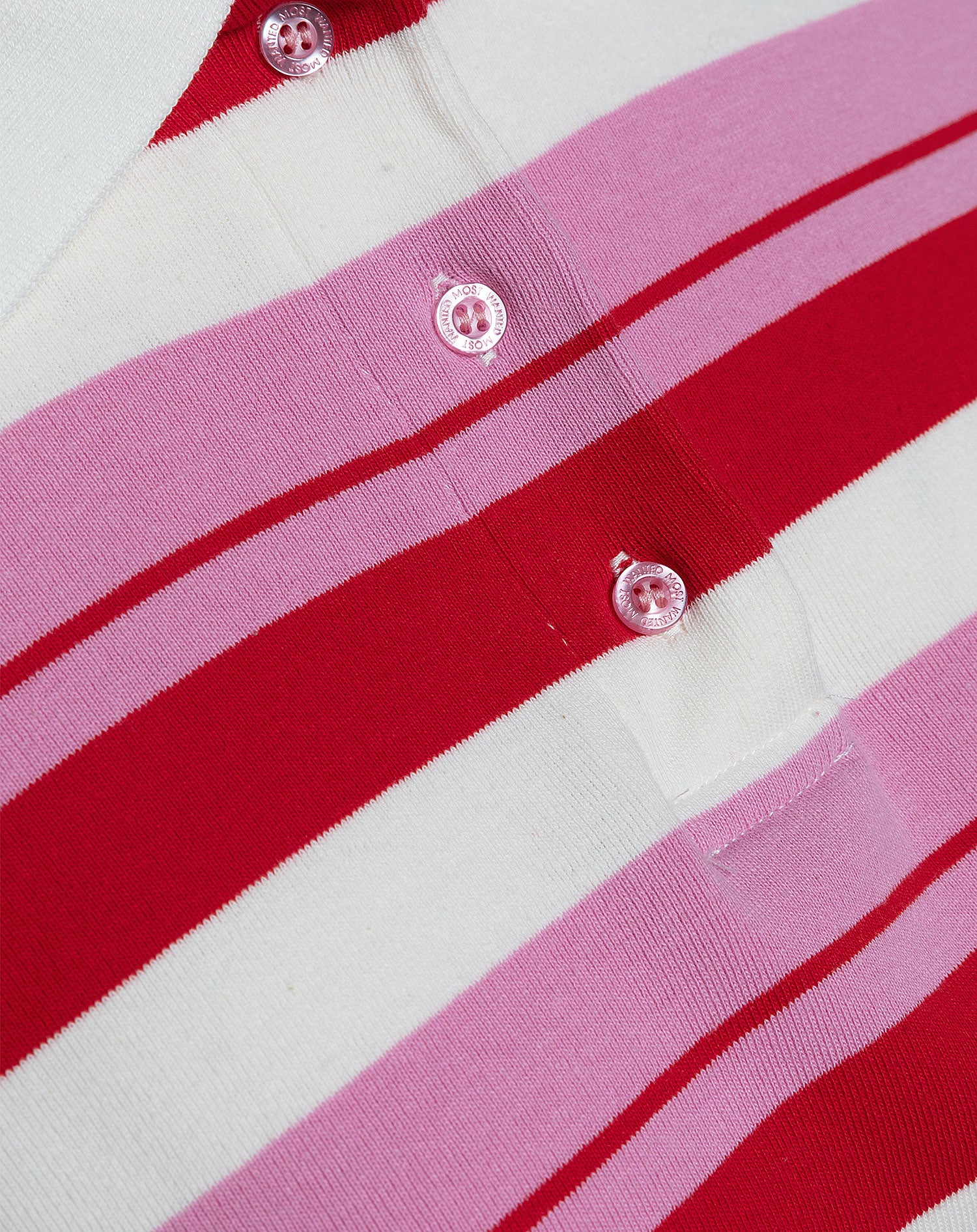 SHAYLEE STRIPED LONG SLEEVE CROPPED POLO ROOD/ROZE