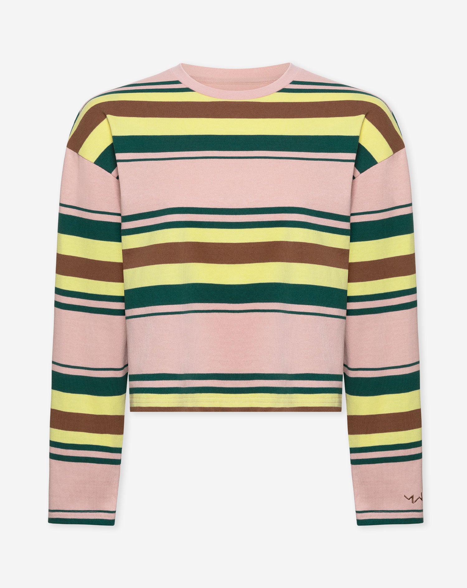 LAINA STRIPED LONG SLEEVE CROPPED TEE ROZE