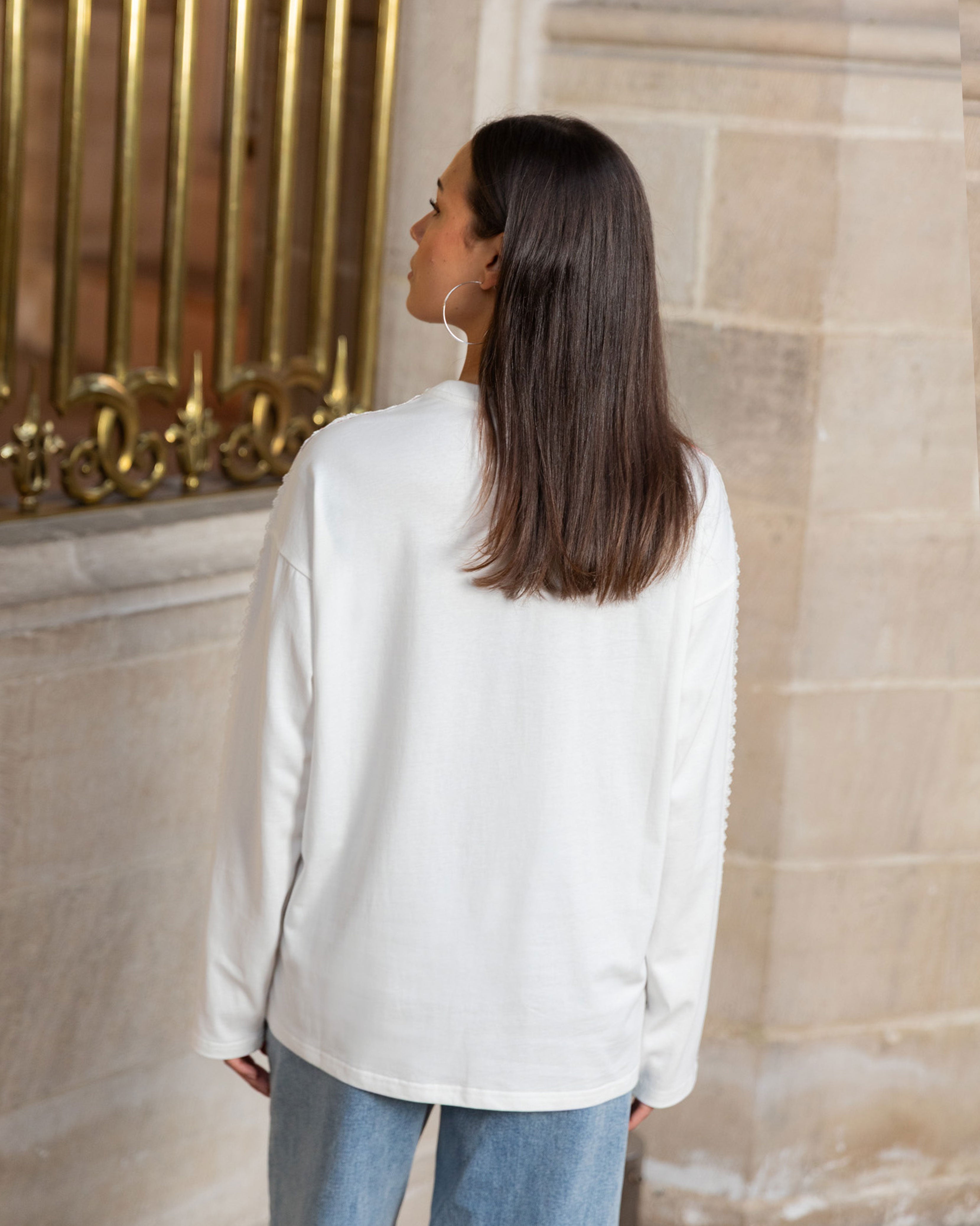 LONG SLEEVE OVERSIZED TAPE TEE OFF WHITE