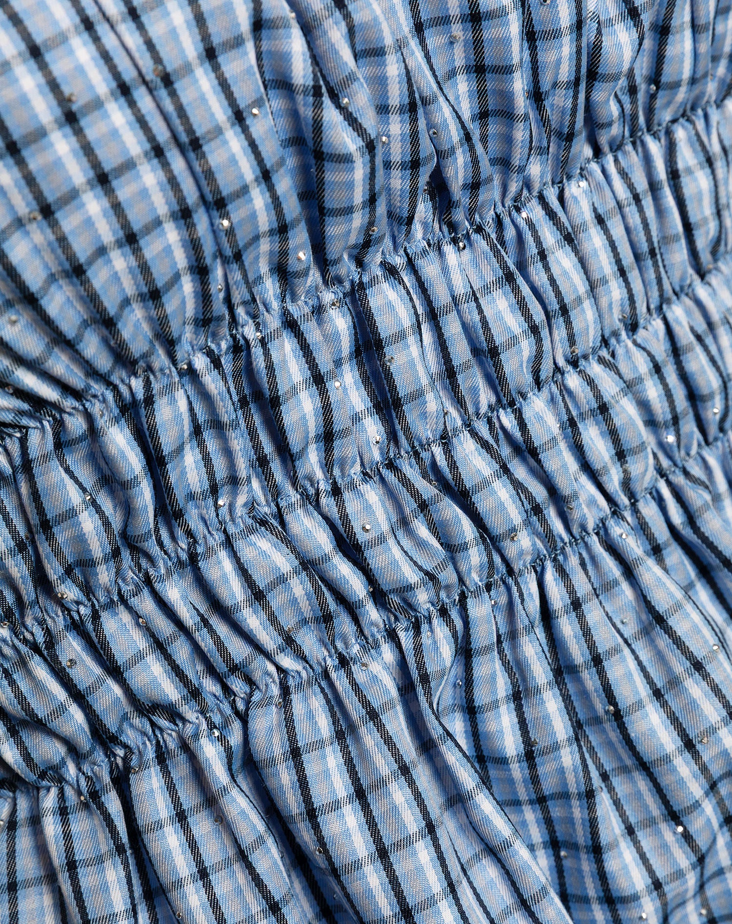 MAVIE CHECK STRAPLESS TOP BLAUW