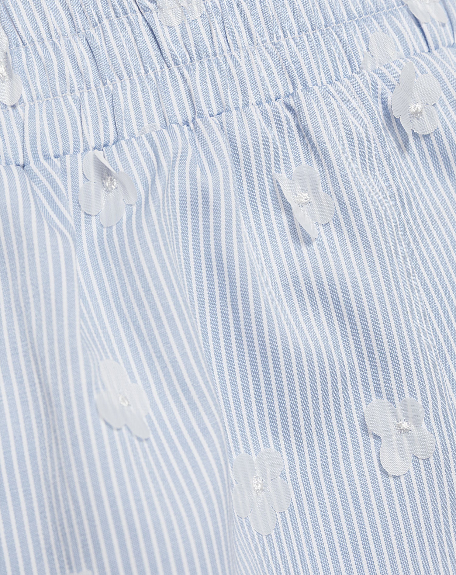 FLOWER EMBELLISHED STRIPE SHORTS BLAUW