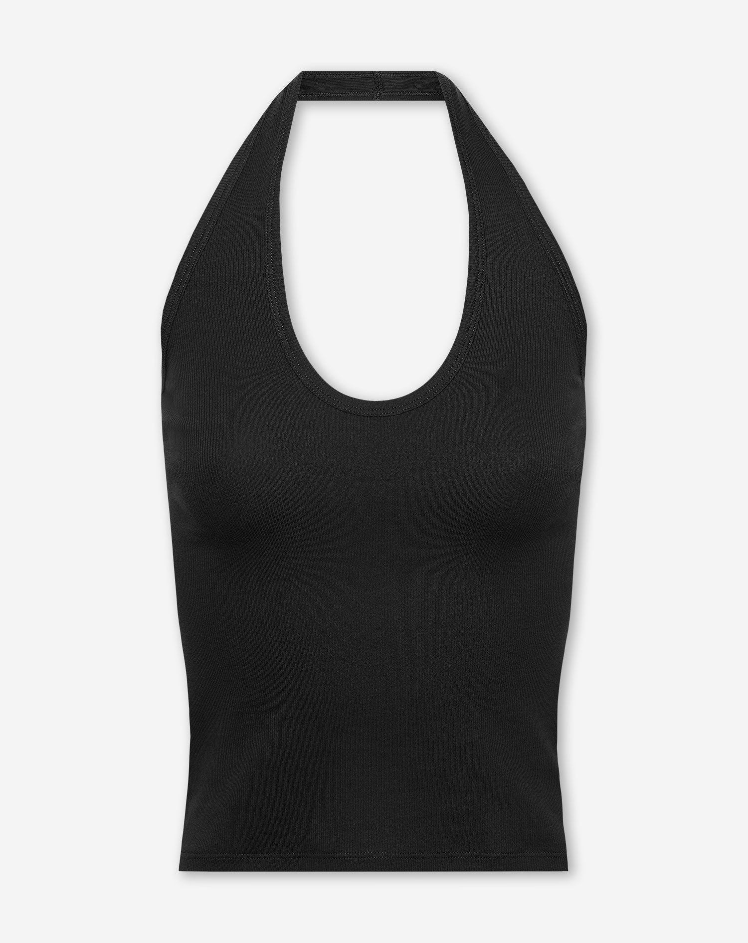 HALTER RIB TOP ZWART