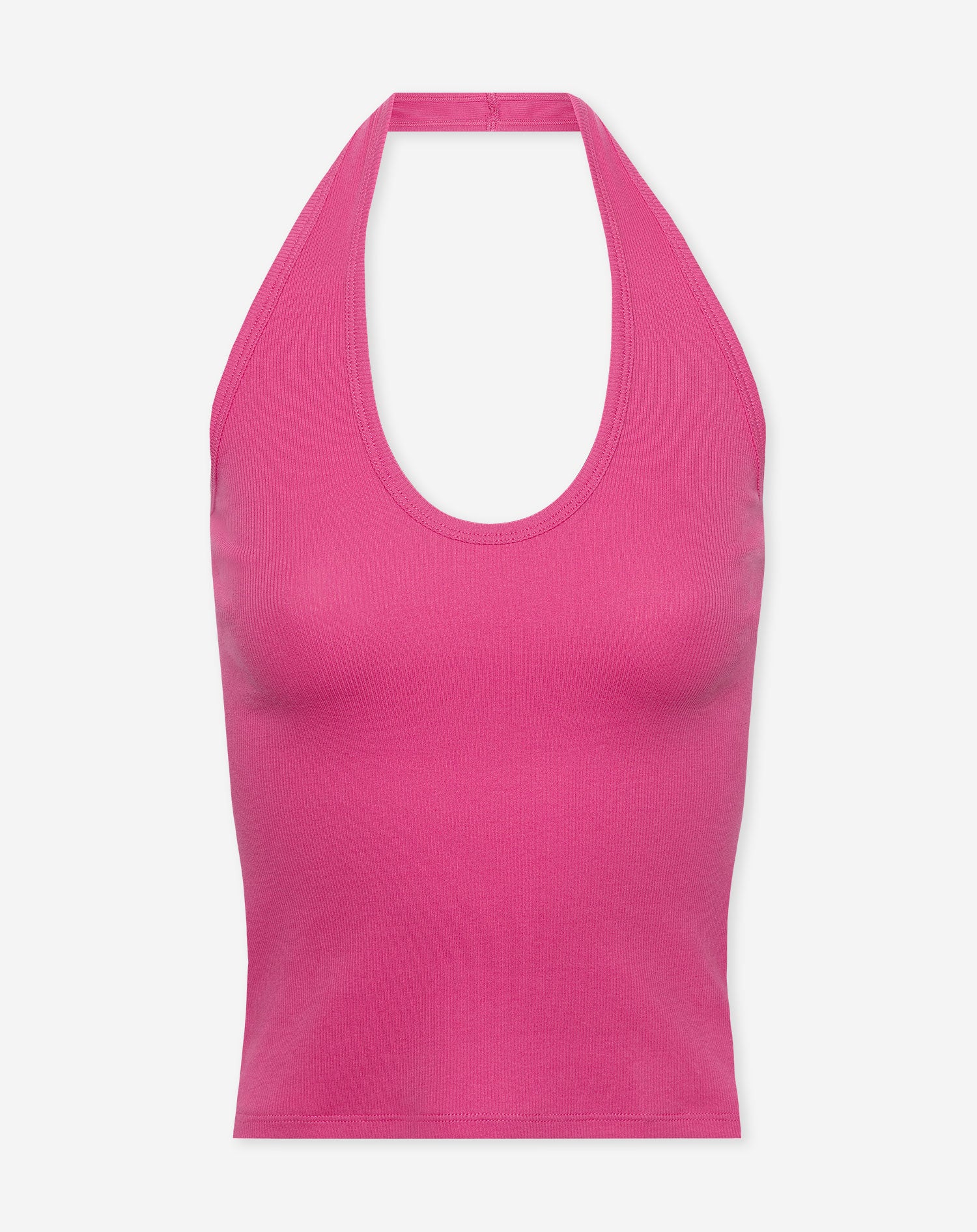 HALTER RIB TOP FUCHSIA