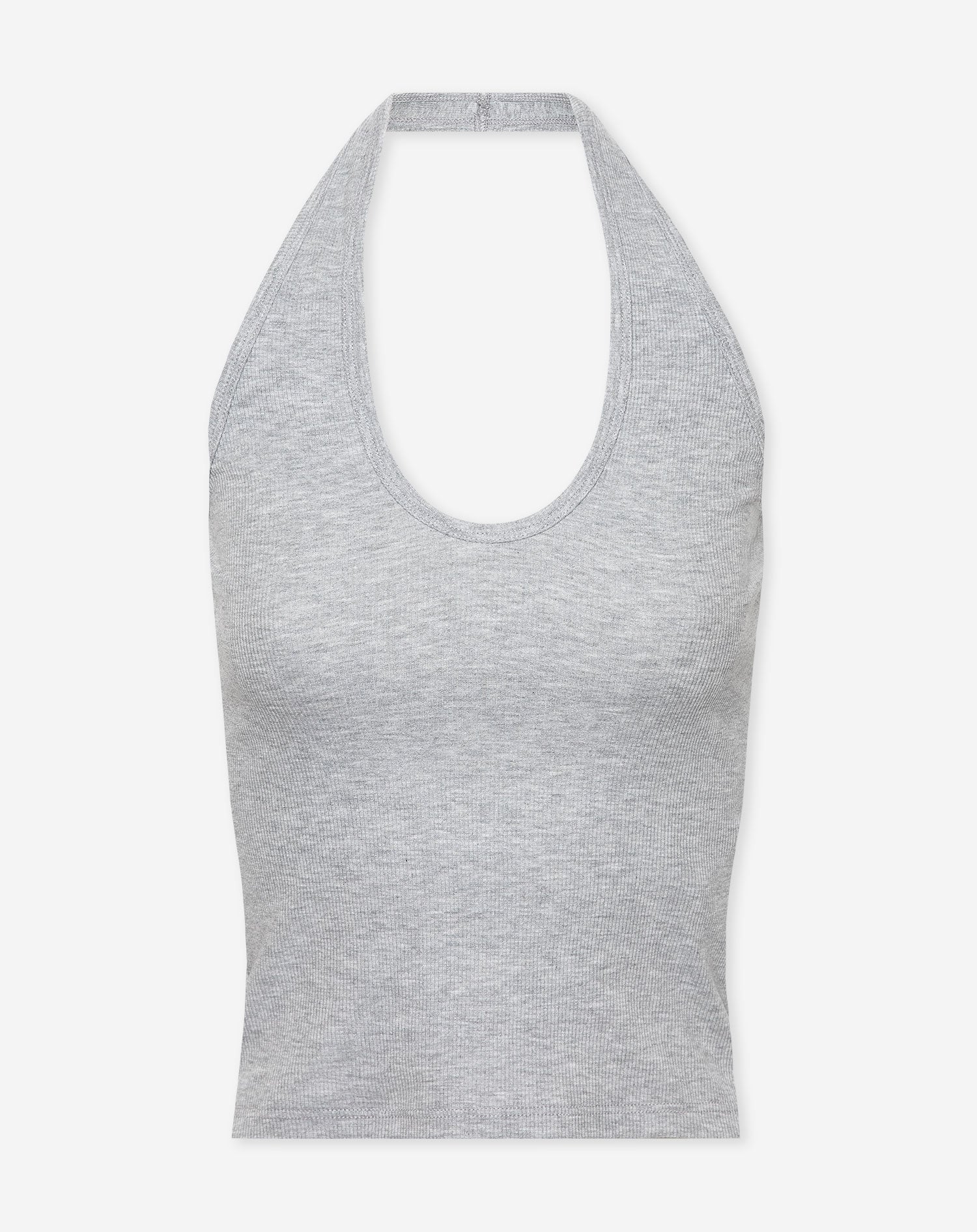 HALTER RIB TOP GRIJS MELANGE