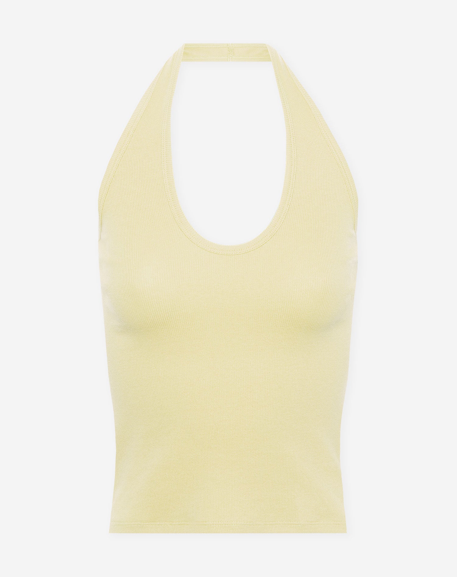 HALTER RIB TOP ZACHT GEEL