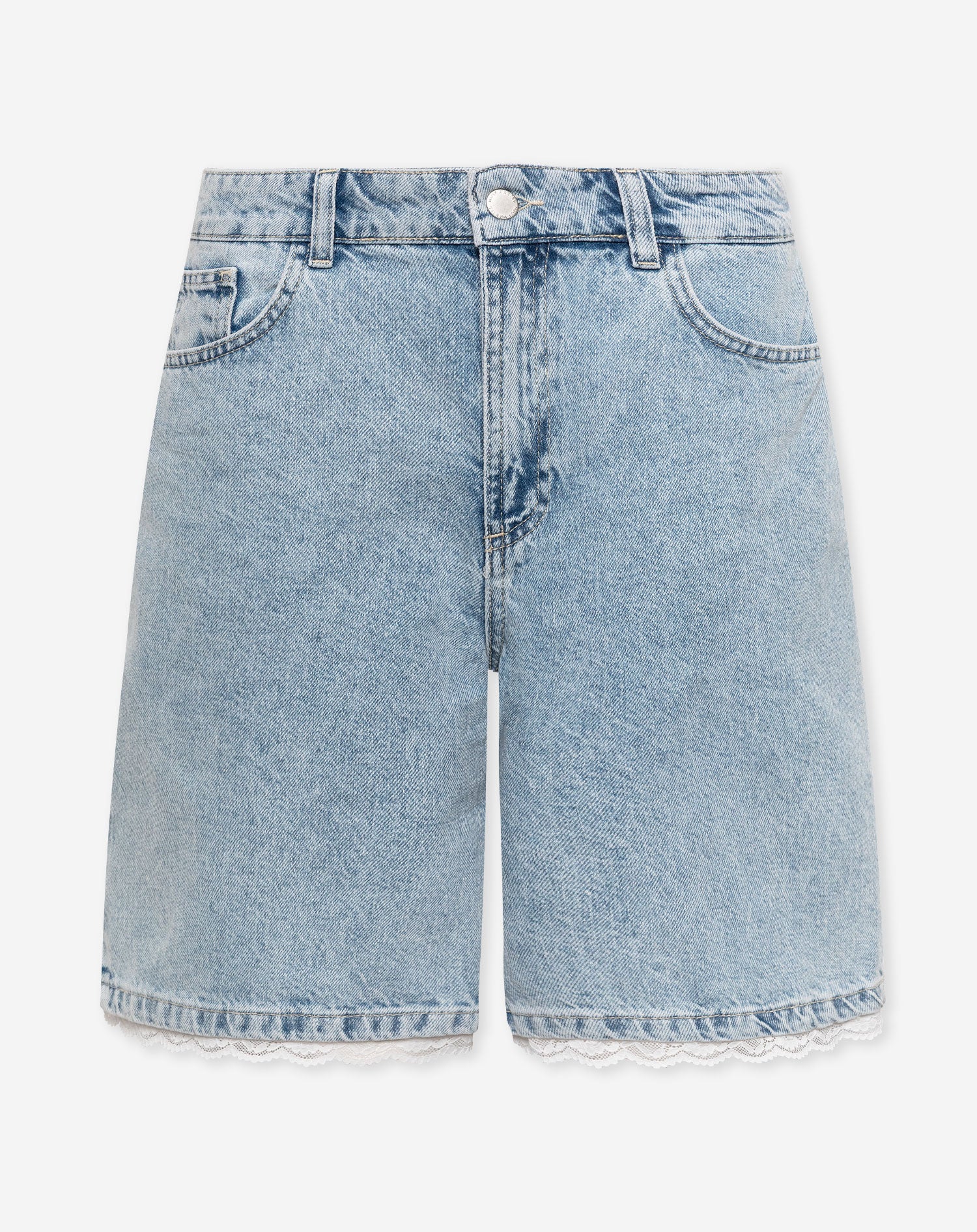 LACE DENIM JORT BLAUW