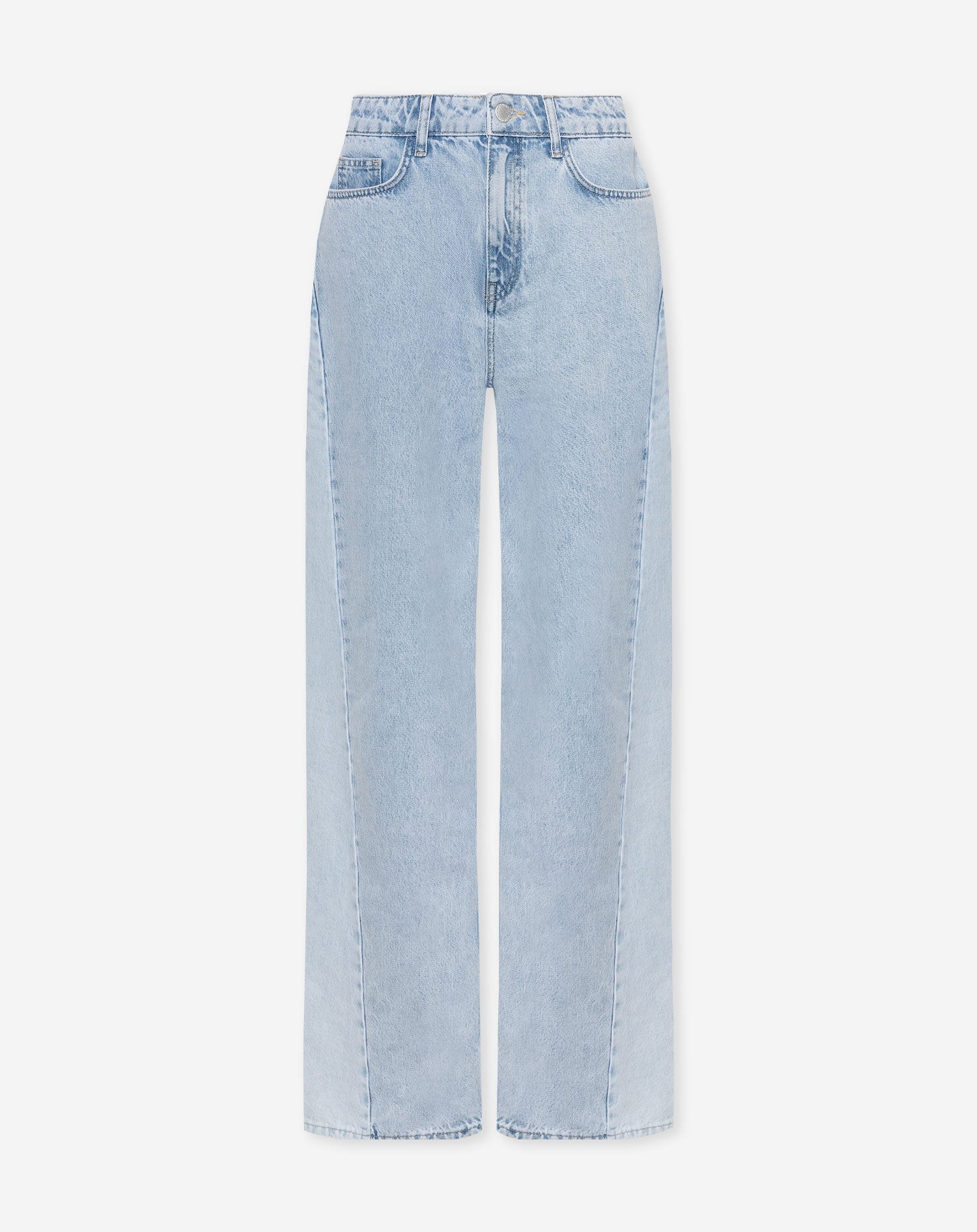 PATCHWORK WIDE LEG JEANS LICHTBLAUW