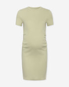BODYCON SHORT SLEEVE RIB DRESS MATERNITY PISTACHE