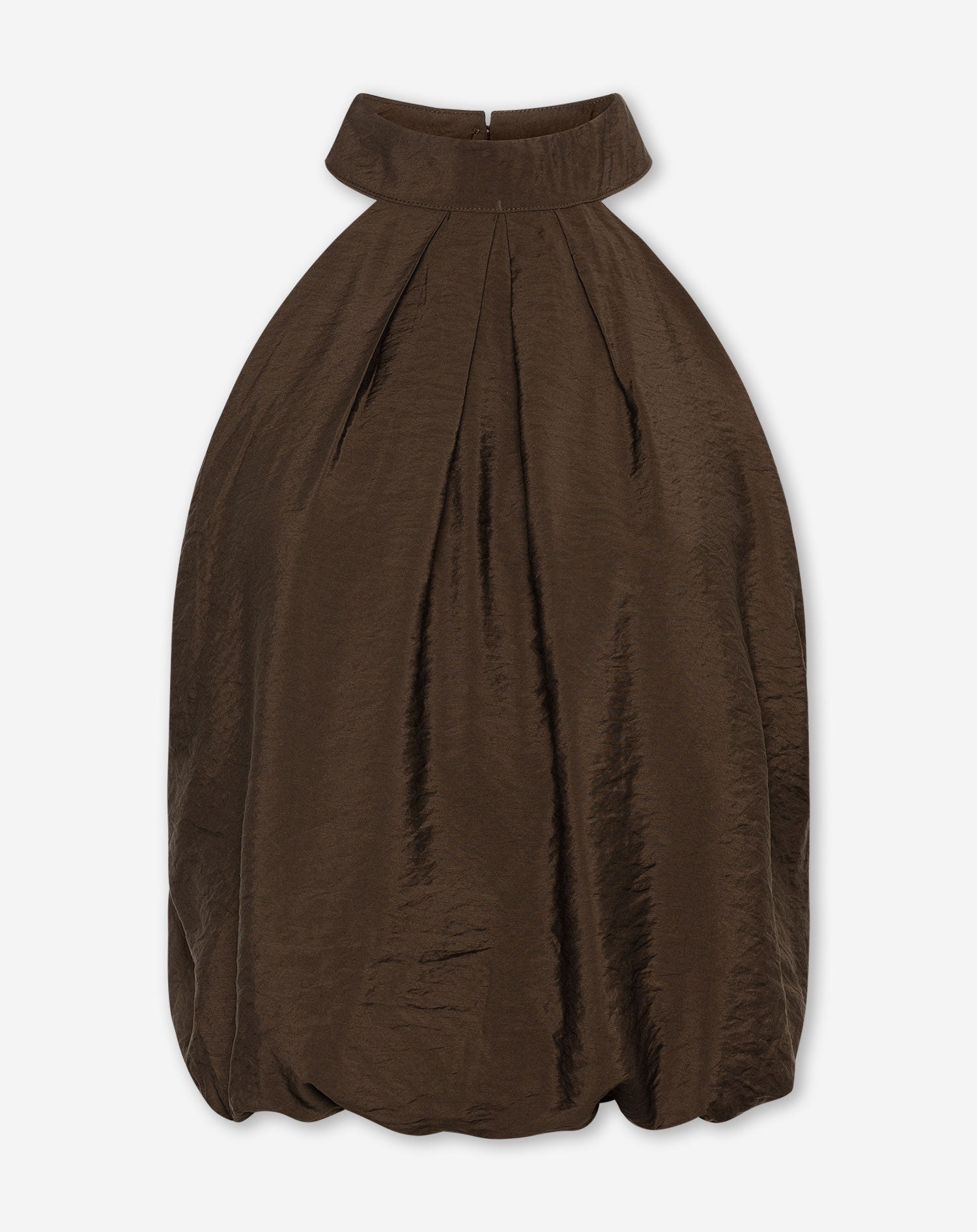 LUX BUBBLE HEM HALTER TOP BRUIN