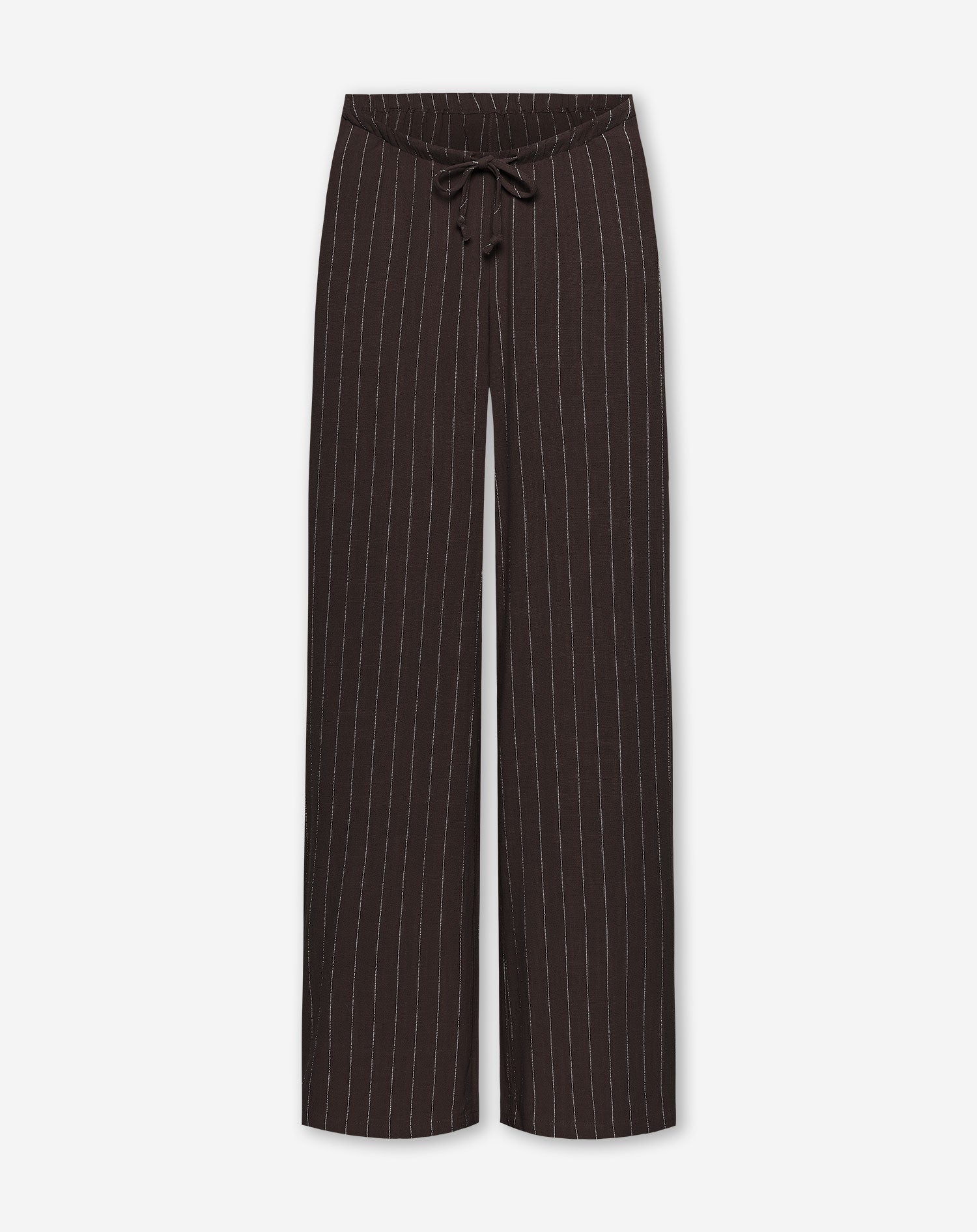 RHODE LINEN PULL ON PANTS MATERNITY PIN STRIPE BROWN