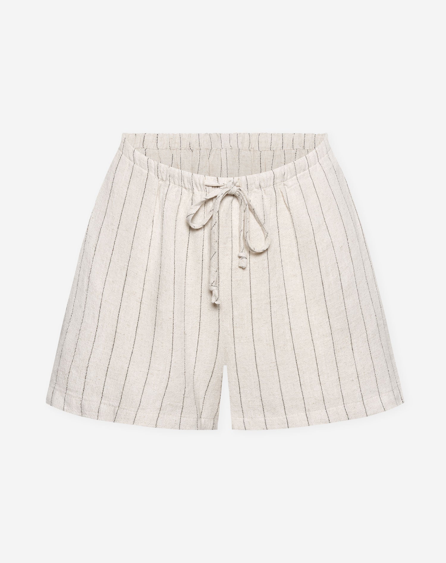 RHODE LINEN PULL ON SHORTS MATERNITY PIN STRIPE BEIGE