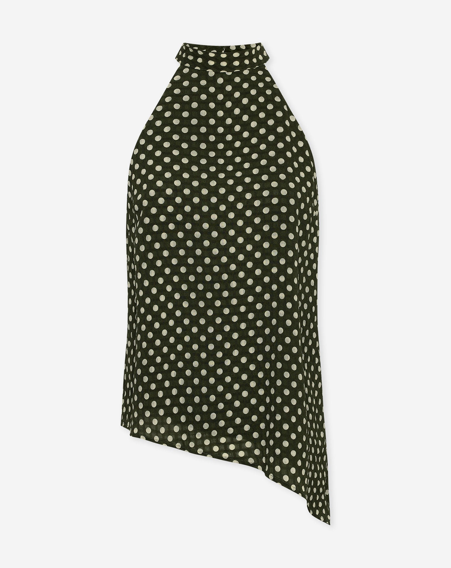 CODY A-SYMMETRIC HALTER TOP DOT LEGERGROEN