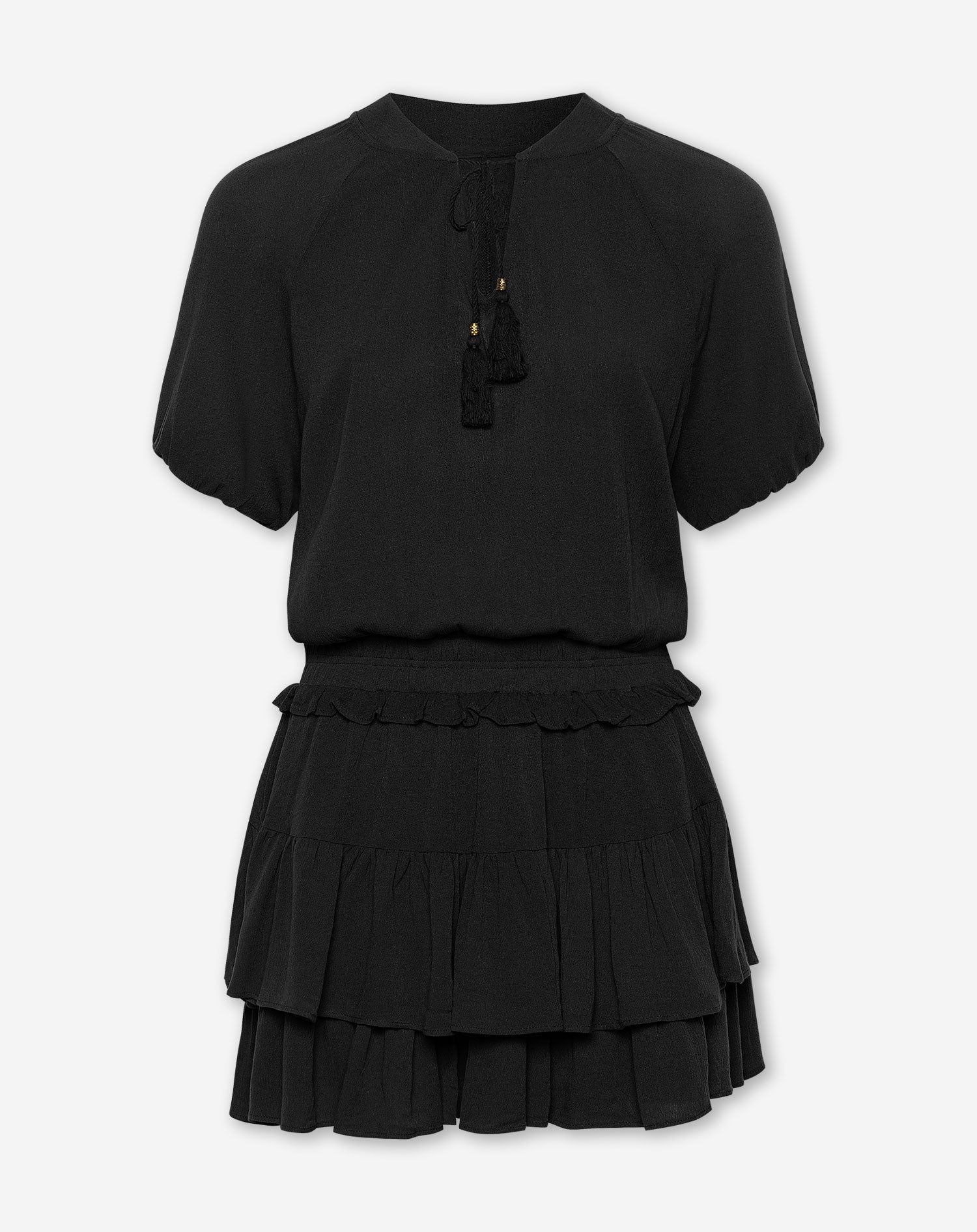 BECCA VISCOSE FRILL DRESS ZWART