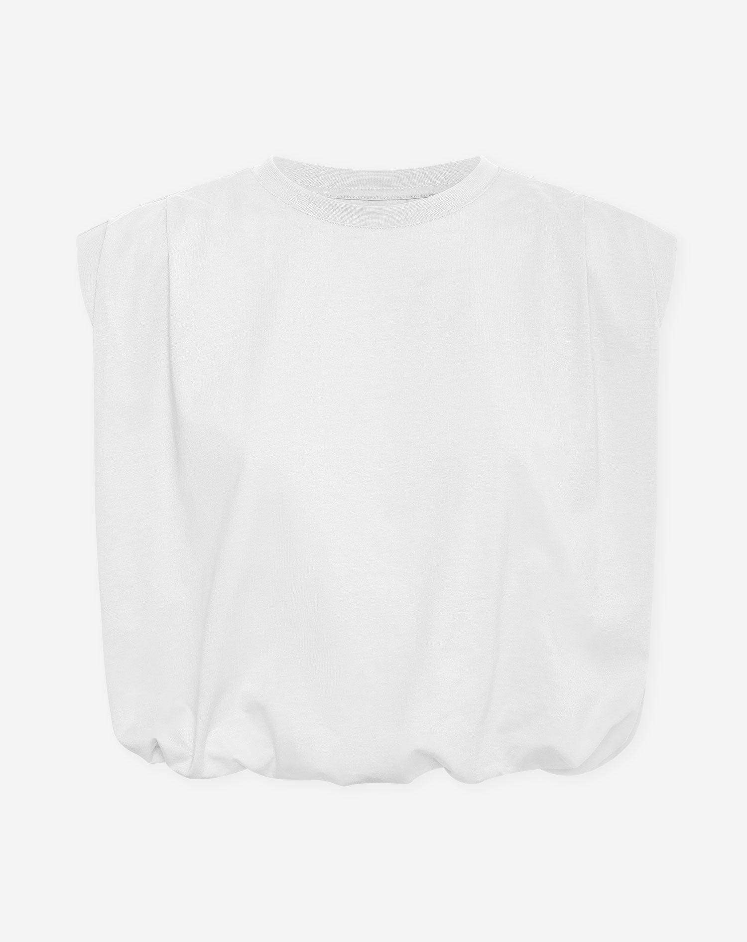 PADDED SHOULDER BUBBLE HEM TEE CRÈME