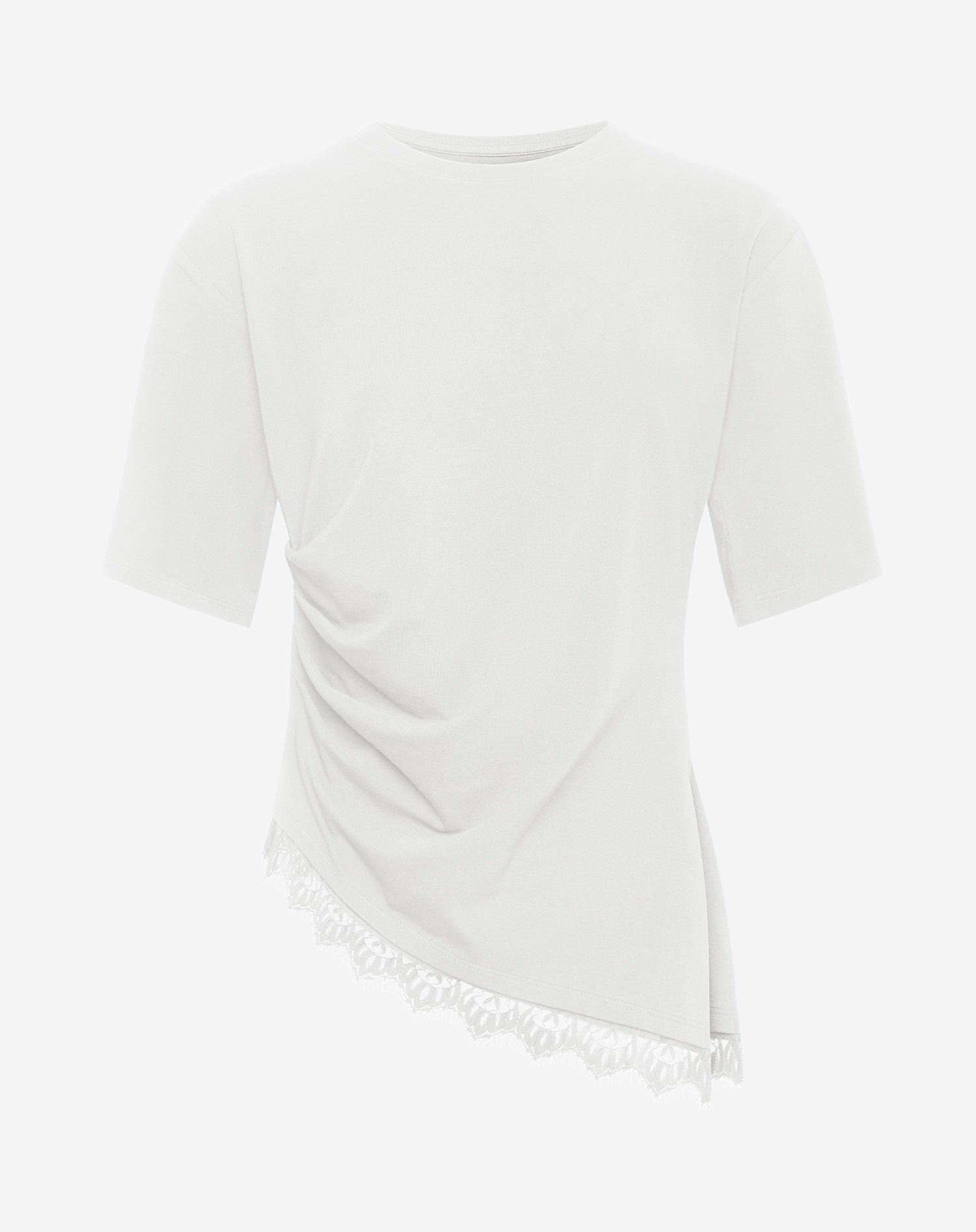 PLEATED LACE BOTTOM SHORT SLEEVE TOP CRÈME