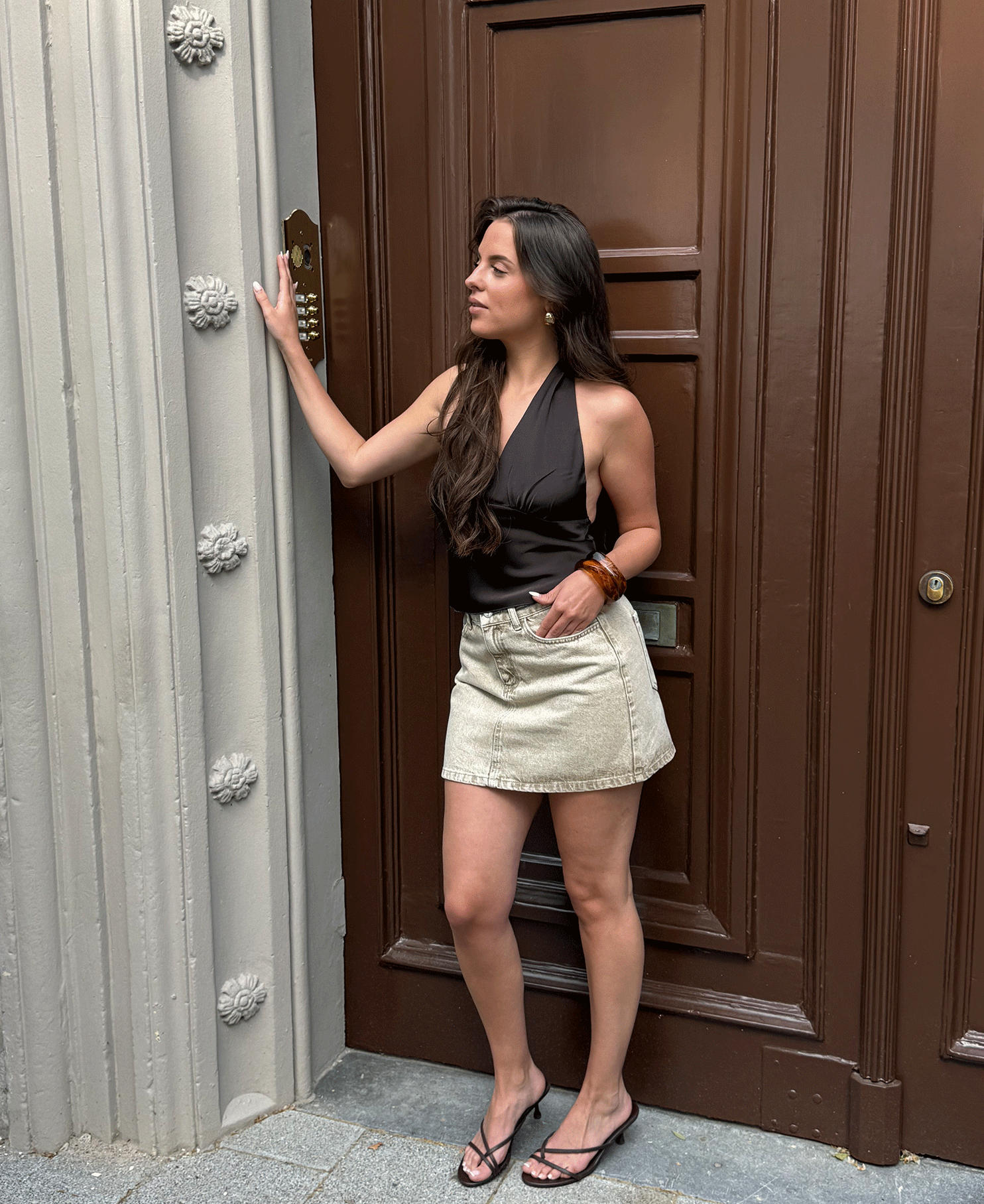 SIERRA DENIM SKIRT BEIGE