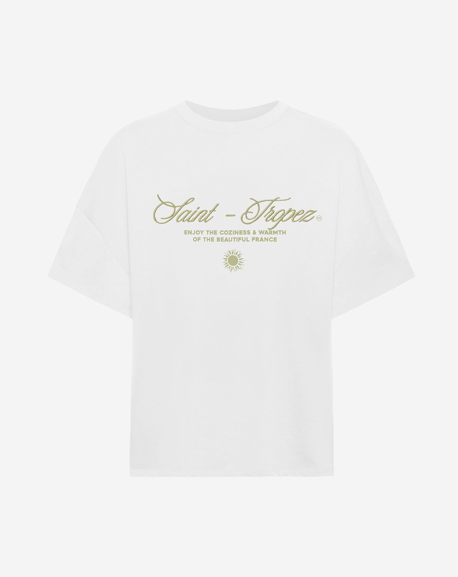 SAINT TROPEZ EMBROIDERY OVERSIZED TEE CRÈME