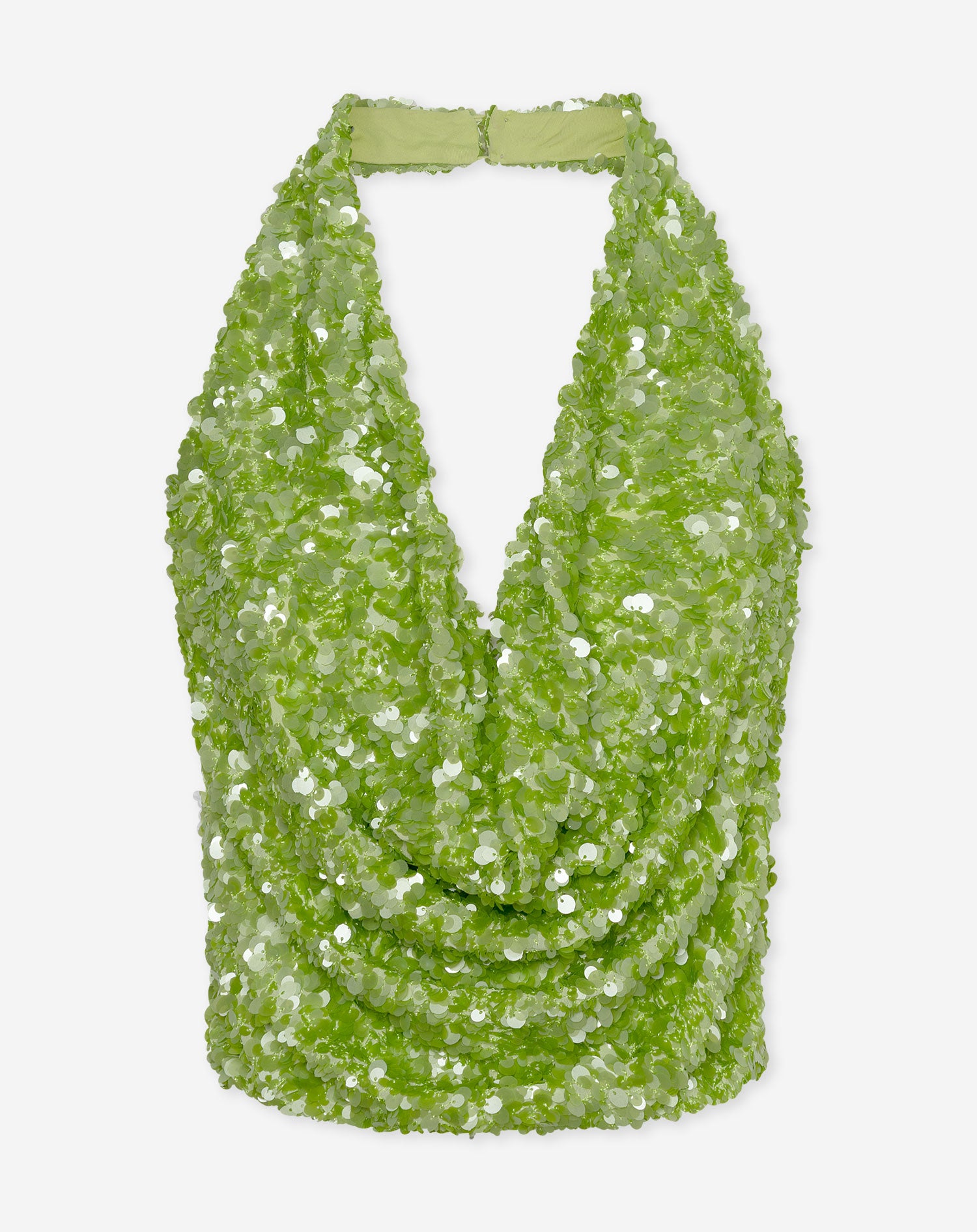 STERRE SEQUIN HALTER TOP GROEN