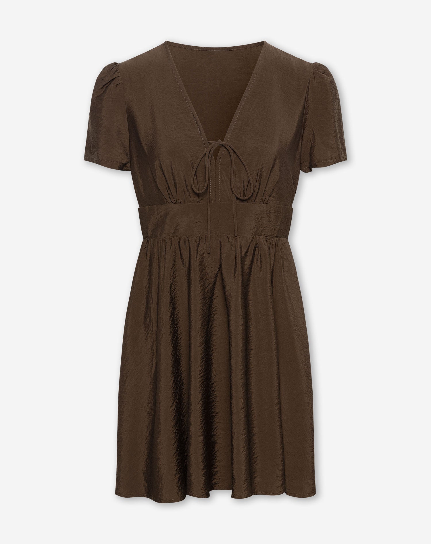 LUX V NECK DRESS BROWN