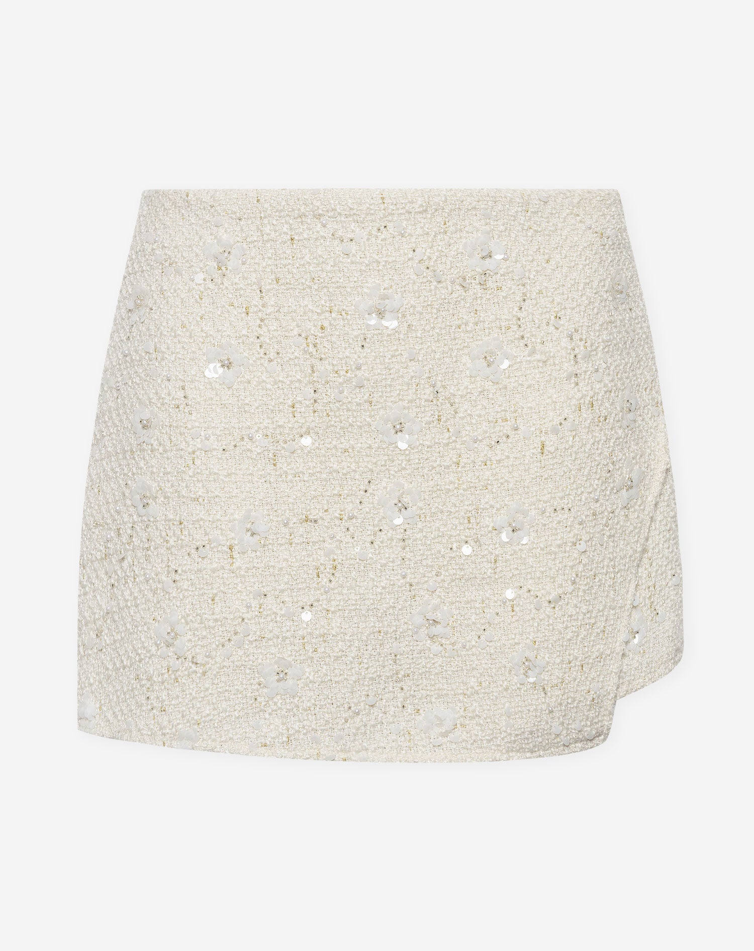 FLOWER SEQUIN BOUCLE SKORT CRÈME