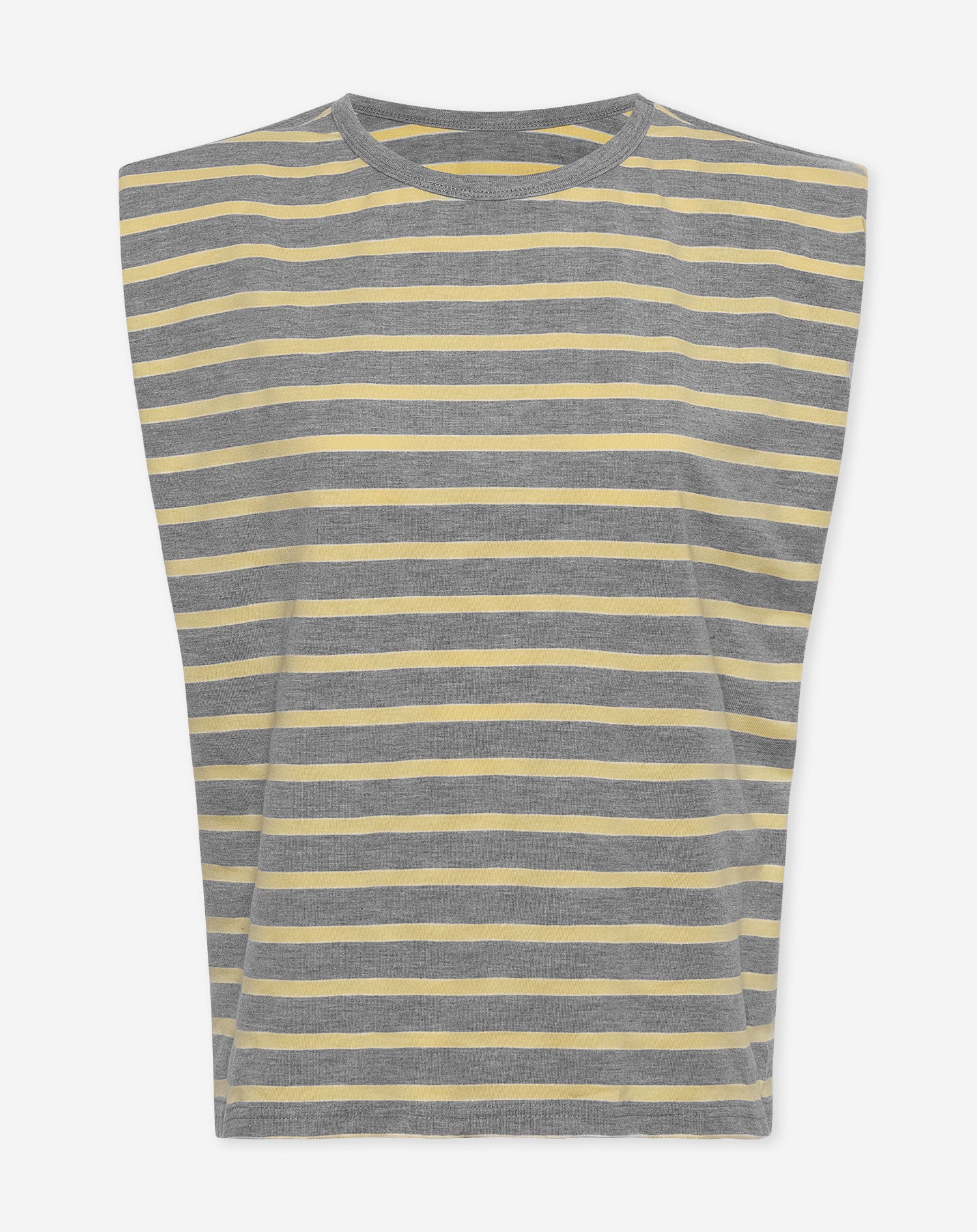 KAILA SLEEVELESS SHOULDER PADDED TEE STRIPED GRIJS GEEL