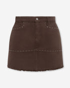 VICKY STUD DENIM SKIRT BRUIN