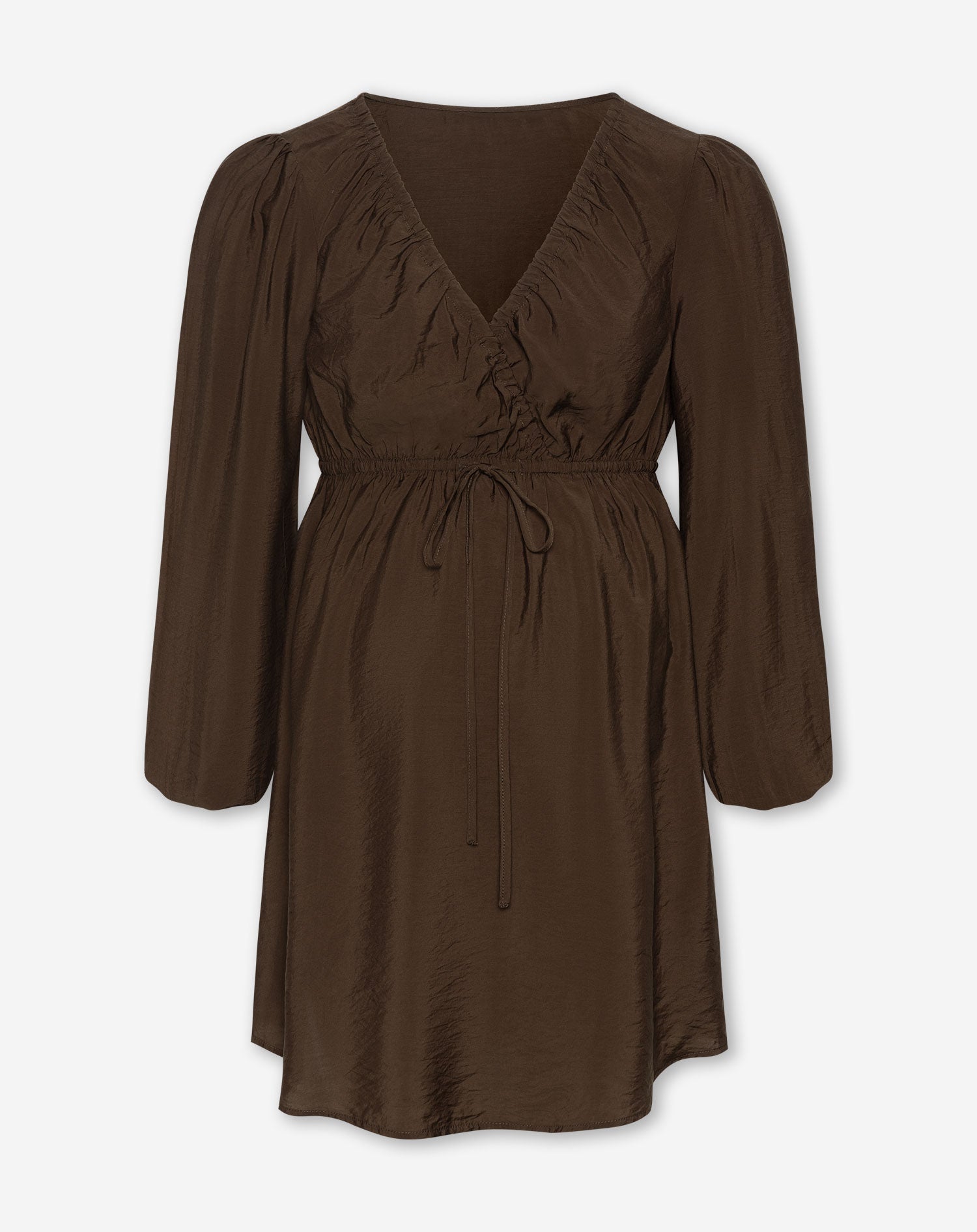 LUX V NECK MATERNITY DRESS BROWN