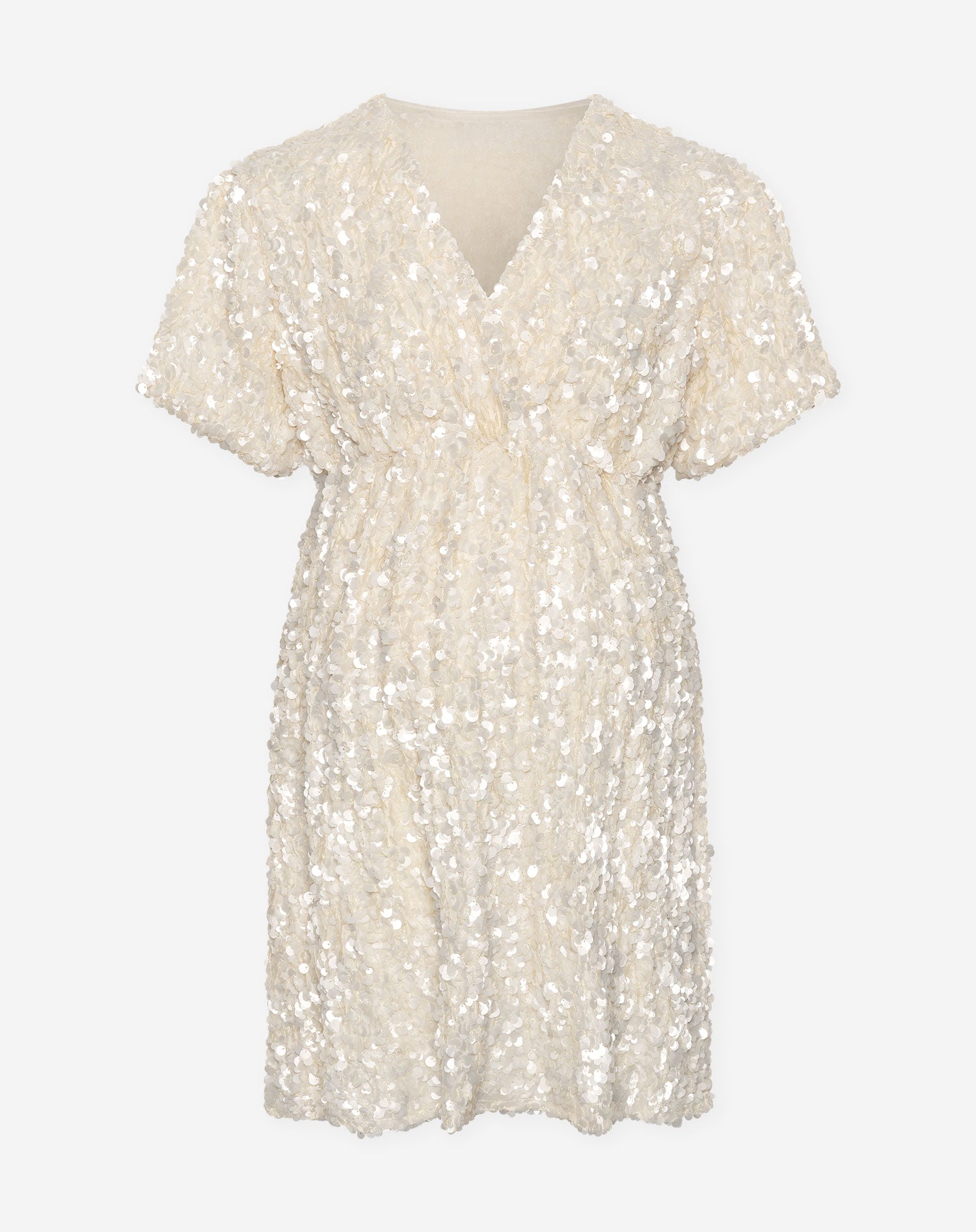 NYA SEQUIN V-NECK MATERNITY DRESS CRÈME