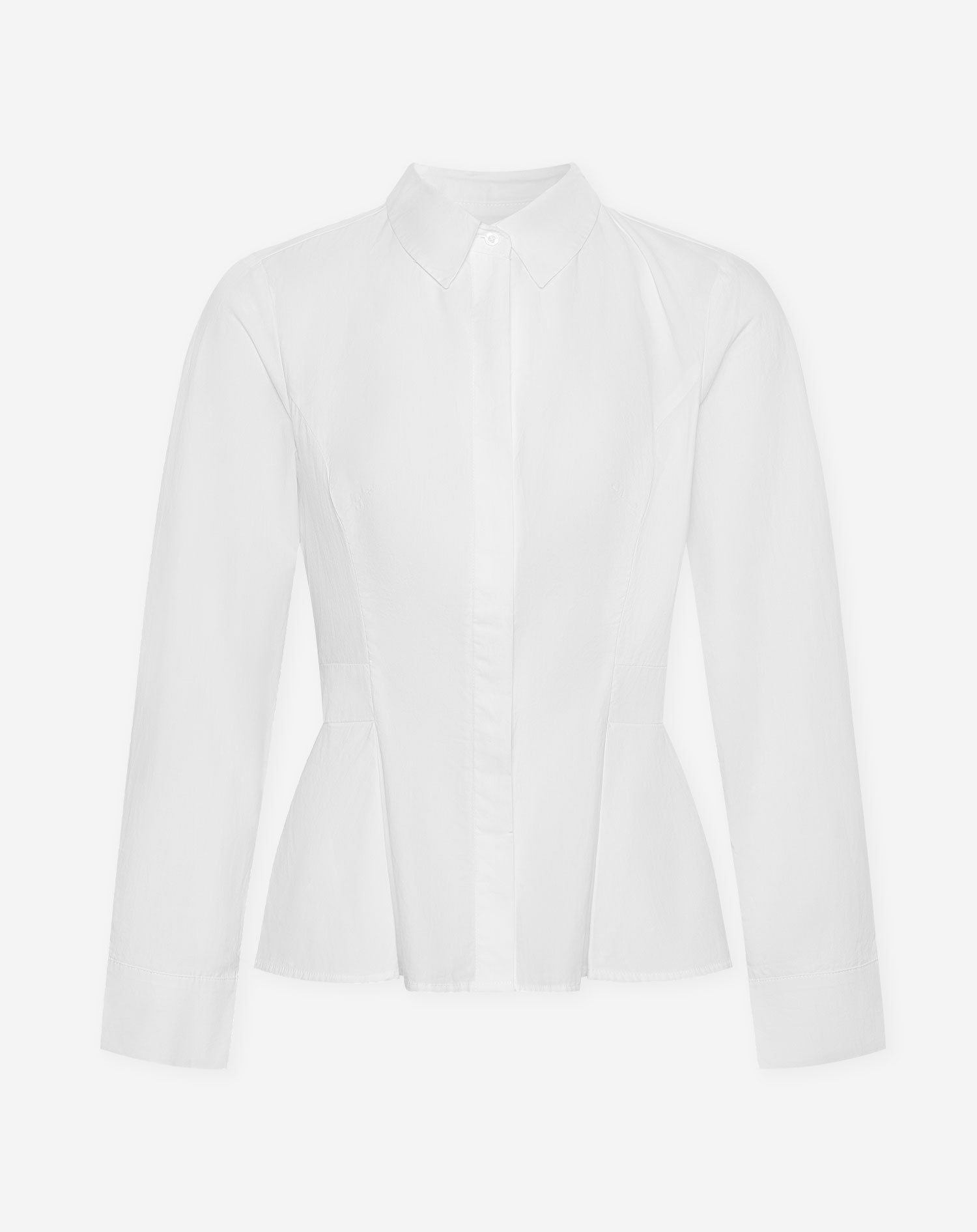 POPLIN PLEATED PEPLUM BLOUSE WIT