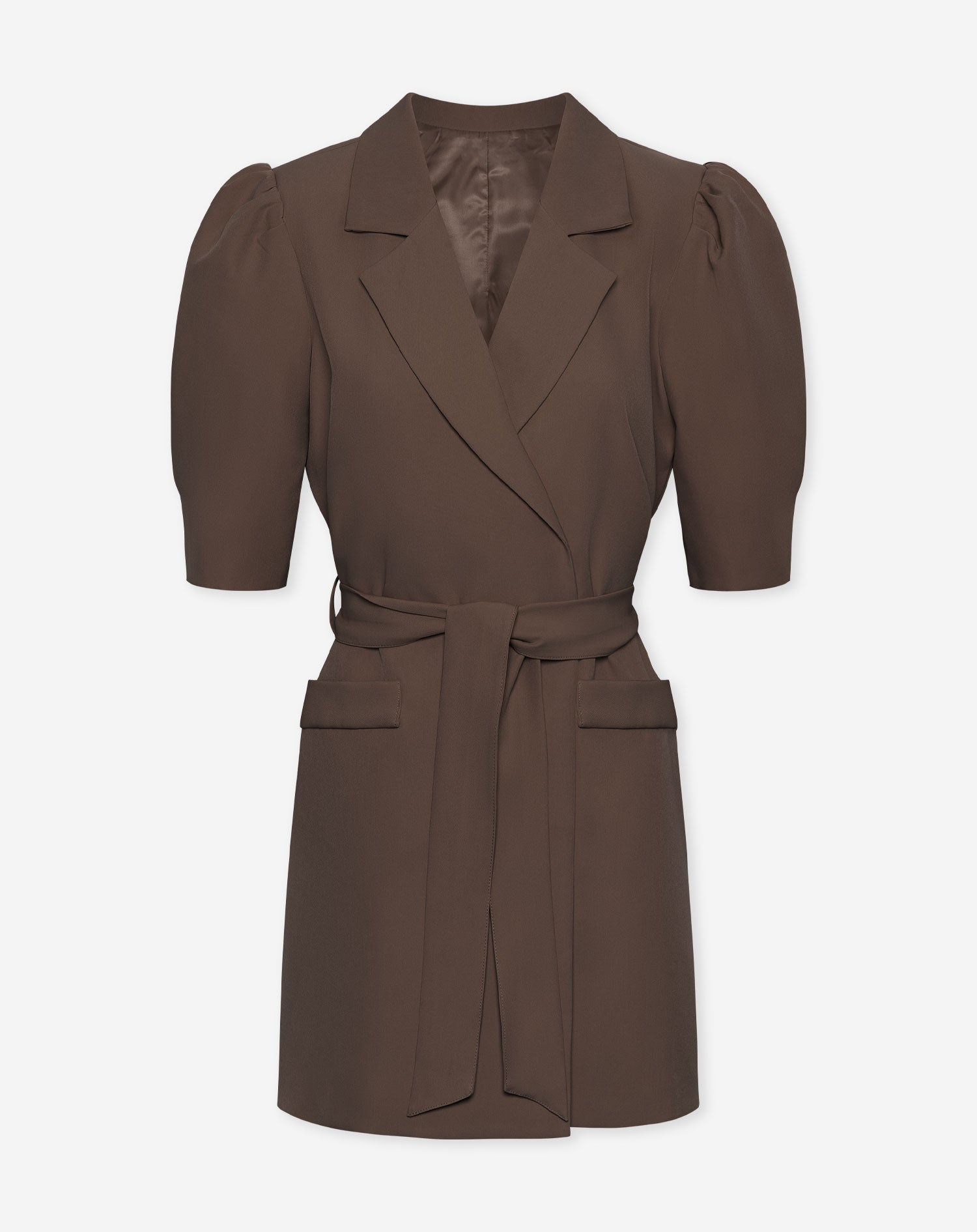 SEMMIE PUFF SHOULDER BLAZER DRESS BRUIN