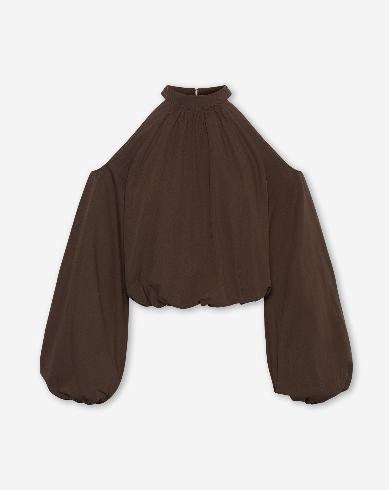 POPLIN CUT OUT SHOULDER BLOUSE BRUIN