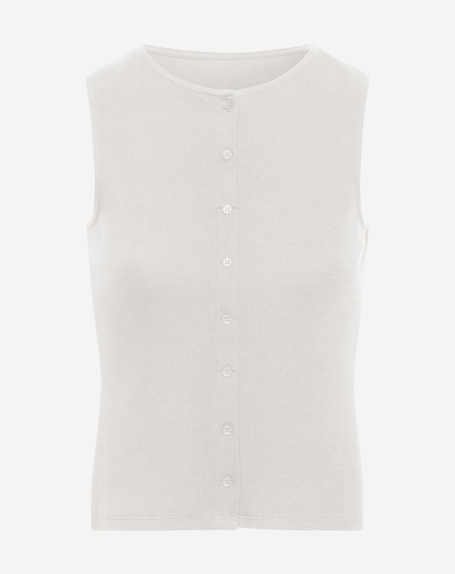 BUTTON UP RIB TOP CRÈME