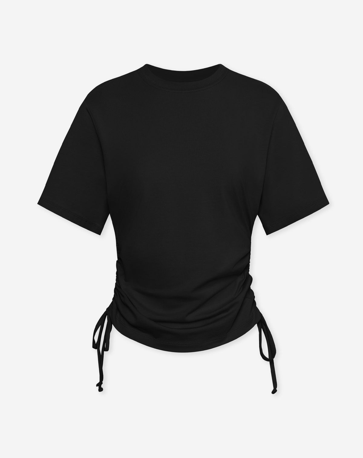 SIDE GATHERING TEE ZWART