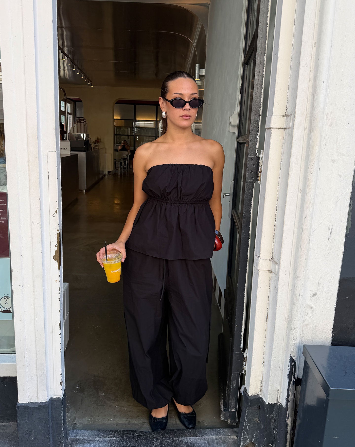 PEGGY POPLIN CARGO BALLOON PANTS ZWART