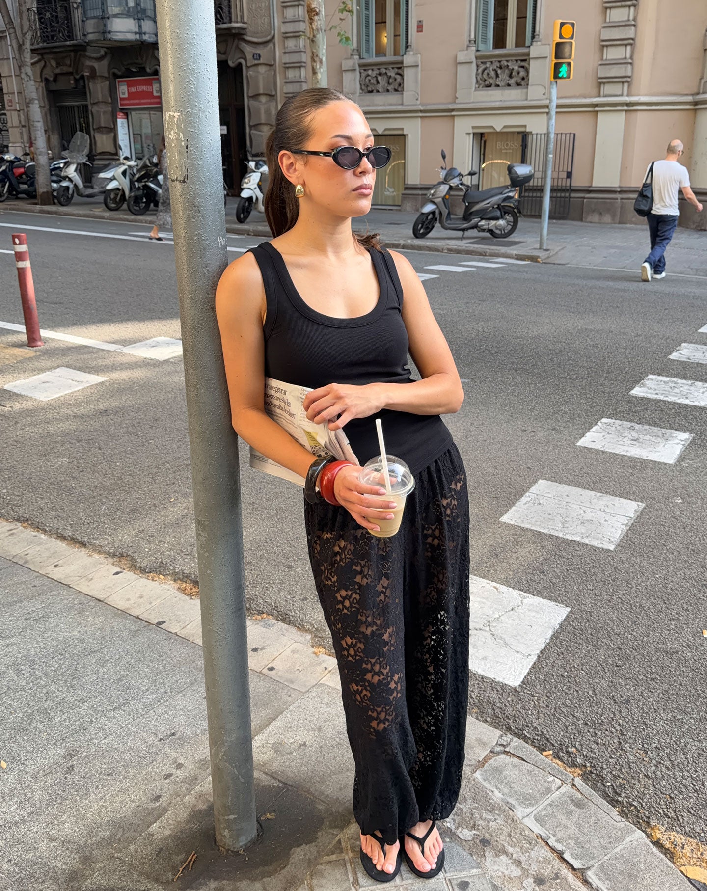 LACE BALLOON PANTS ZWART
